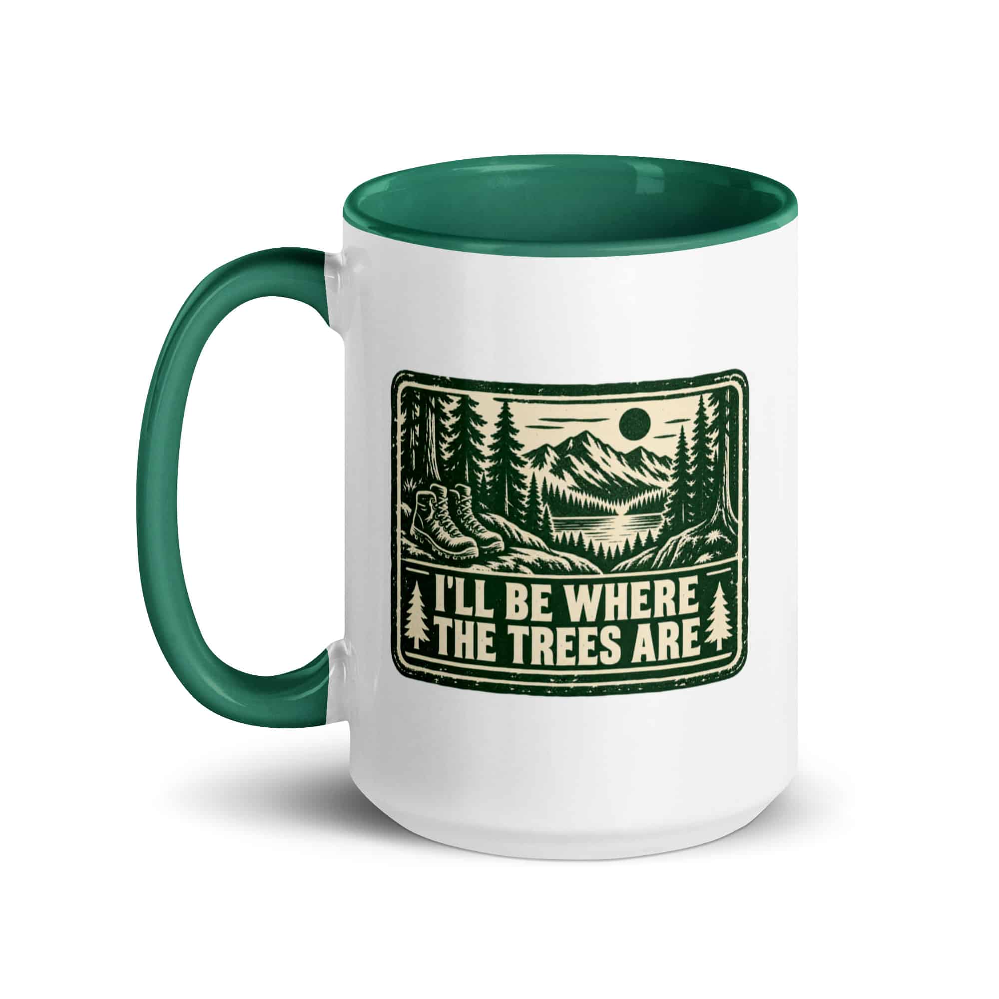 Nature and Adventure Color Inside Coffee Mug: I'll Be Where the Trees Are, Forest Ink Stamp