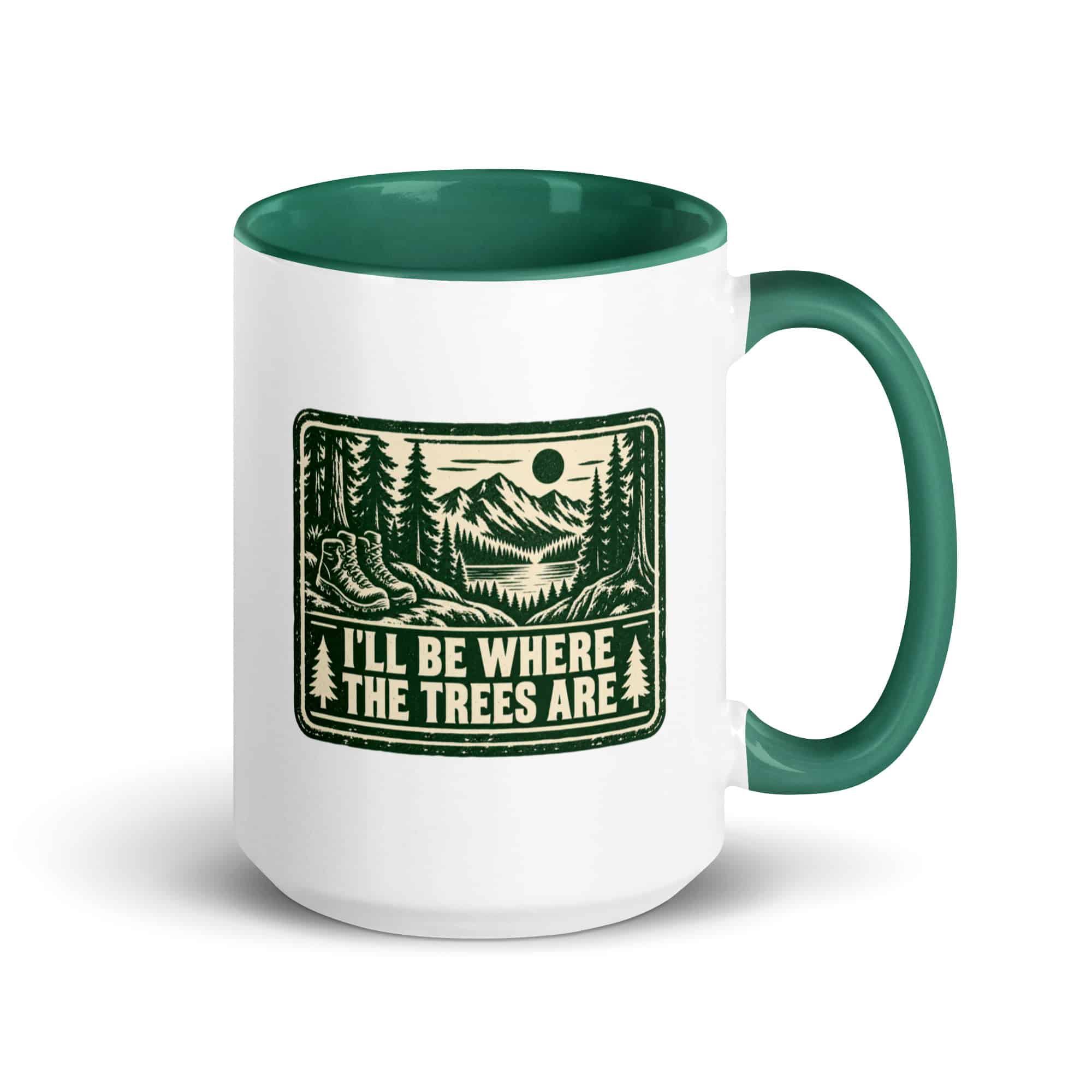 Nature and Adventure Color Inside Coffee Mug: I'll Be Where the Trees Are, Forest Ink Stamp