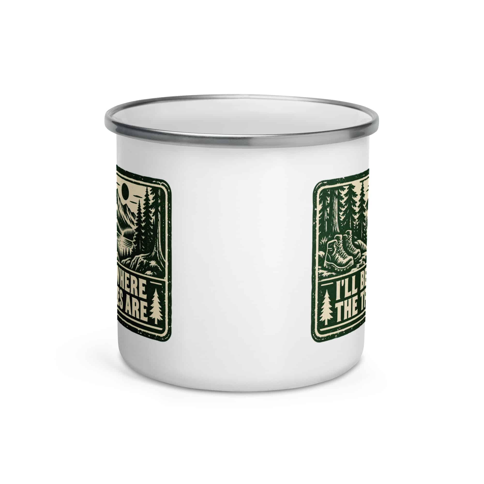 Nature and Adventure Enamel Camp Mug: I'll Be Where the Trees Are, Forest Ink Stamp