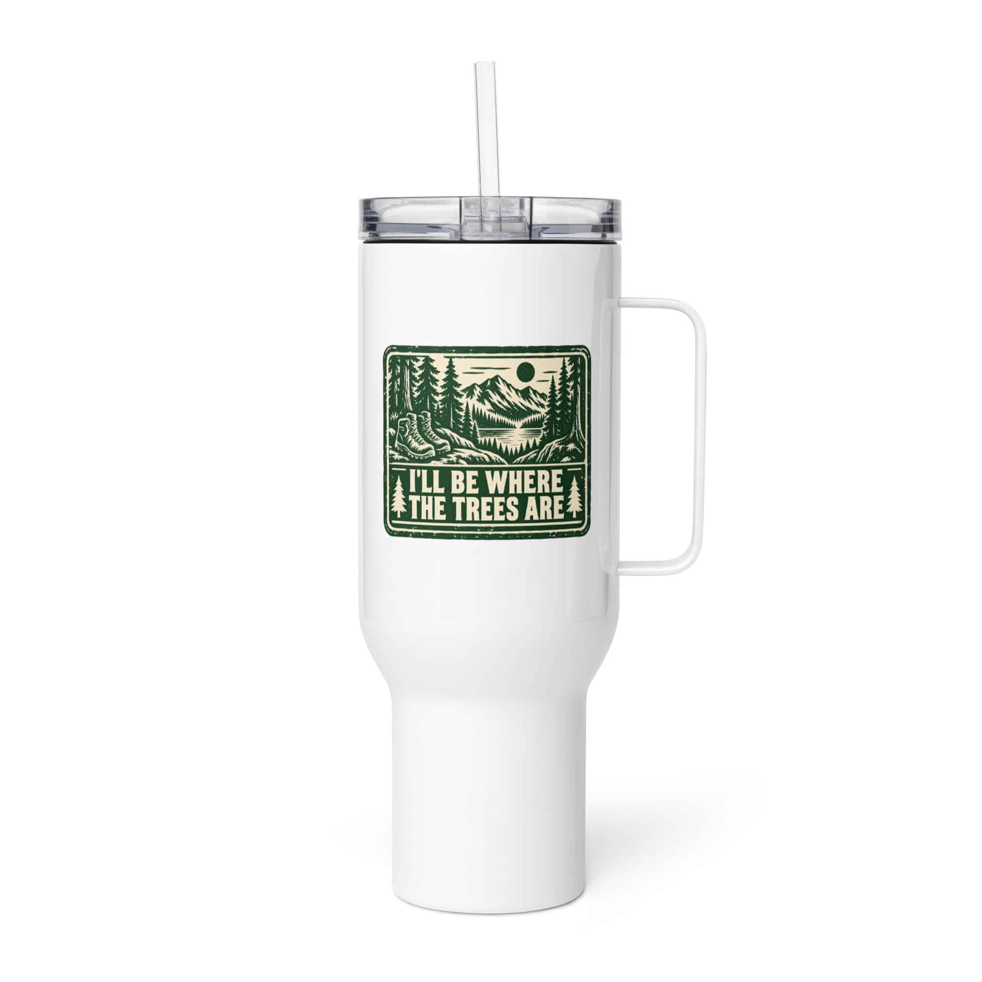 Nature and Adventure Travel Mug: I'll Be Where the Trees Are, Forest Ink Stamp