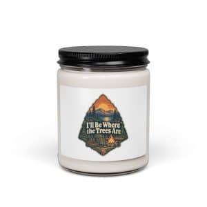 Nature and Adventure Soy Wax Candle: I'll Be Where the Trees Are, Scenic Shield Badge - 9oz - Main