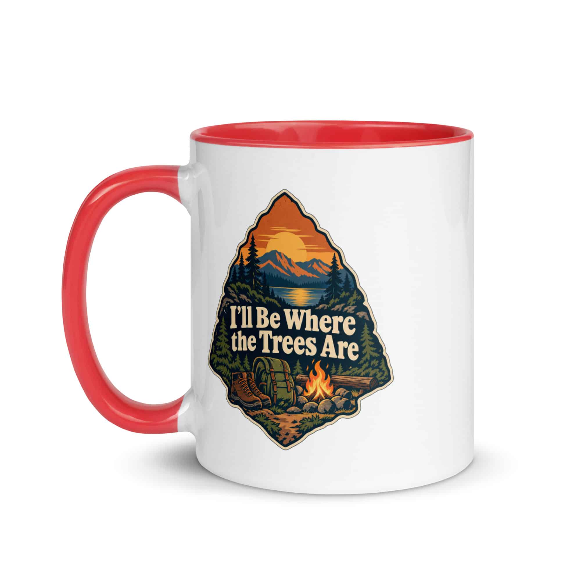 Nature and Adventure Color Inside Coffee Mug: I'll Be Where the Trees Are, Scenic Shield Badge