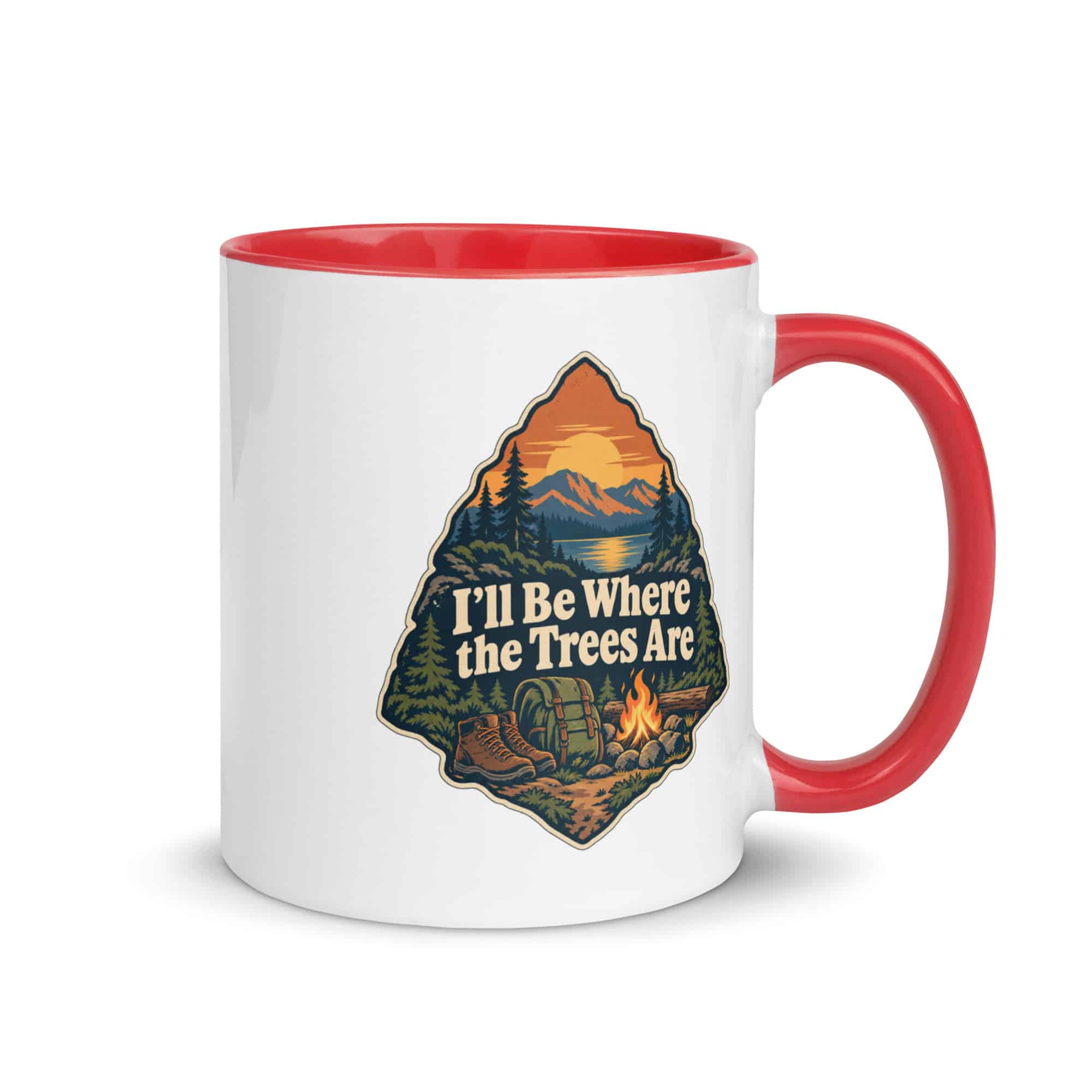 Nature and Adventure Color Inside Coffee Mug: I'll Be Where the Trees Are, Scenic Shield Badge