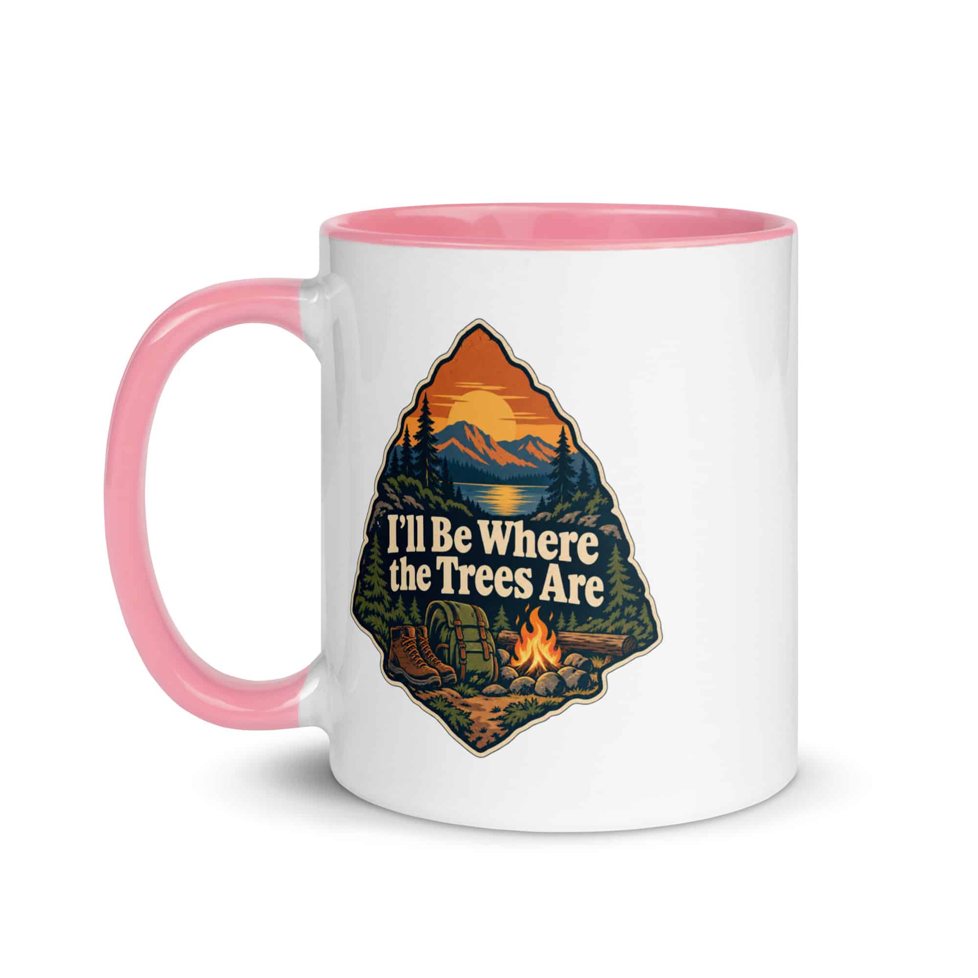 Nature and Adventure Color Inside Coffee Mug: I'll Be Where the Trees Are, Scenic Shield Badge