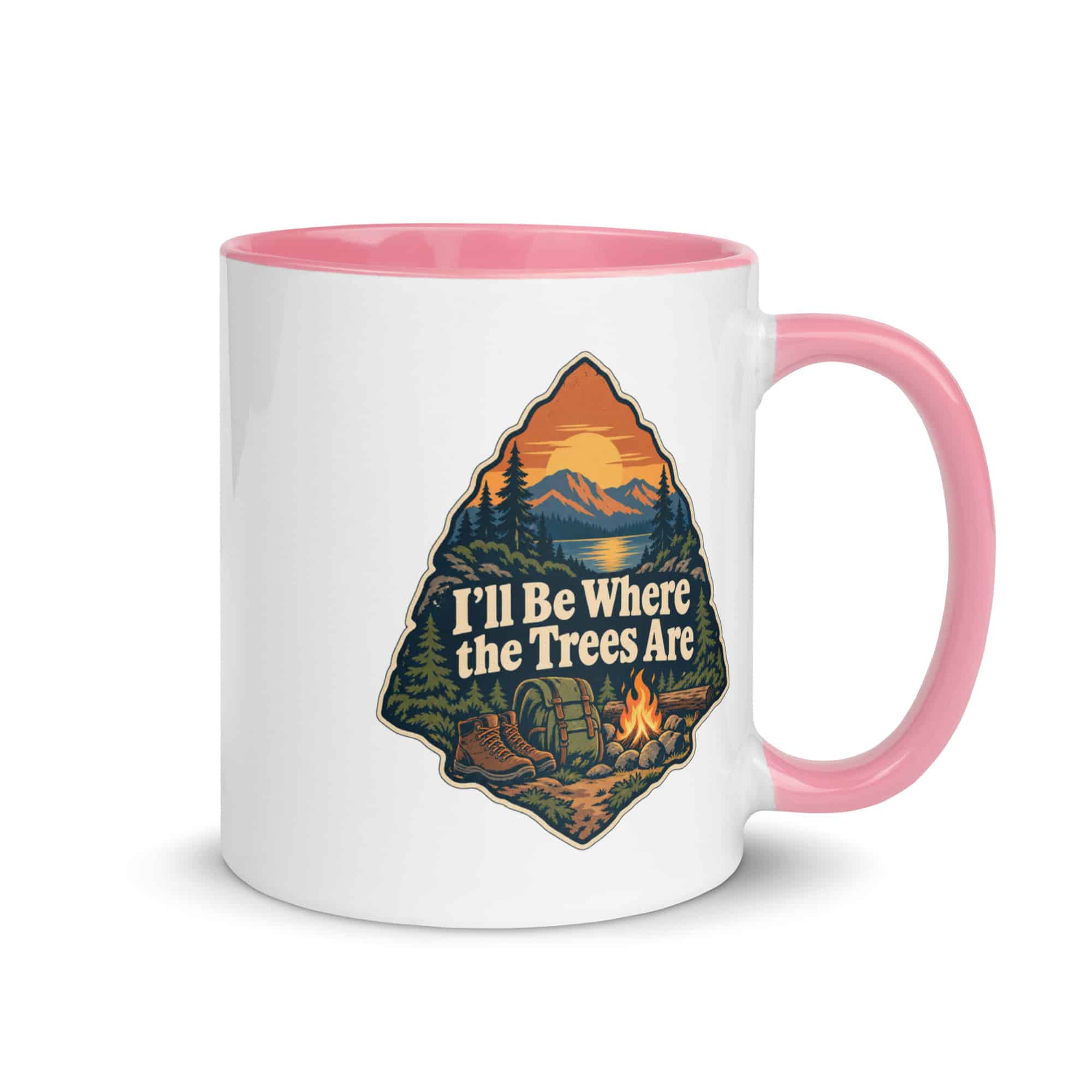 Nature and Adventure Color Inside Coffee Mug: I'll Be Where the Trees Are, Scenic Shield Badge