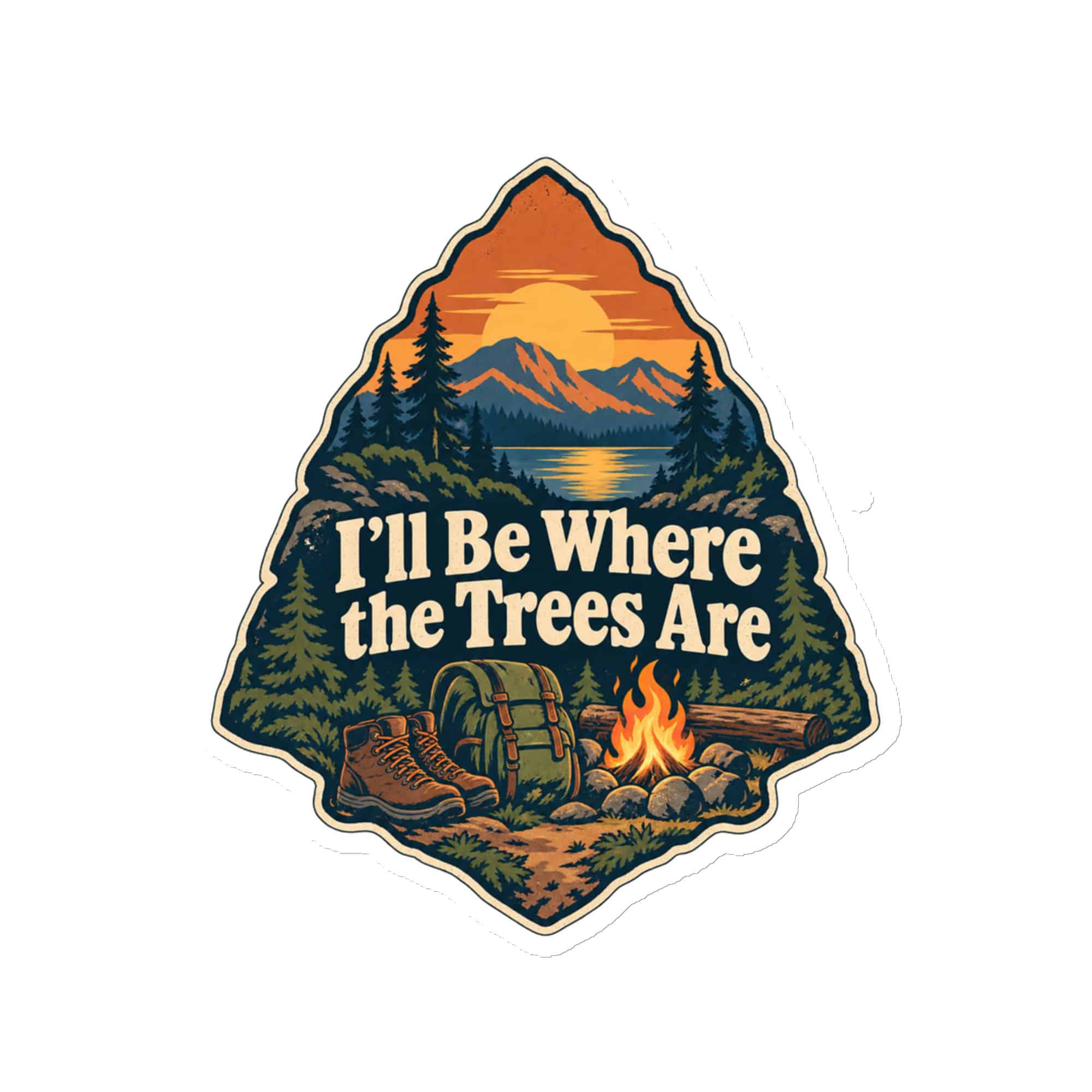 Nature and Adventure Die-Cut Magnet: I'll Be Where the Trees Are, Scenic Shield Badge