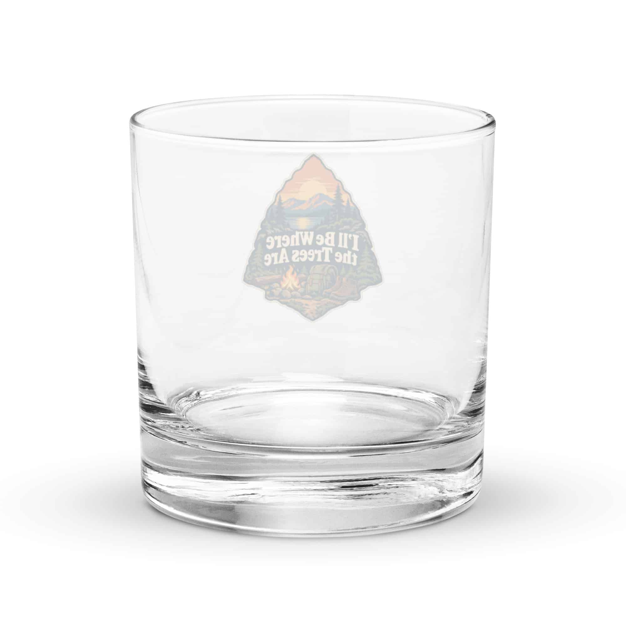 Nature and Adventure Rocks Glass: I'll Be Where the Trees Are, Scenic Shield Badge