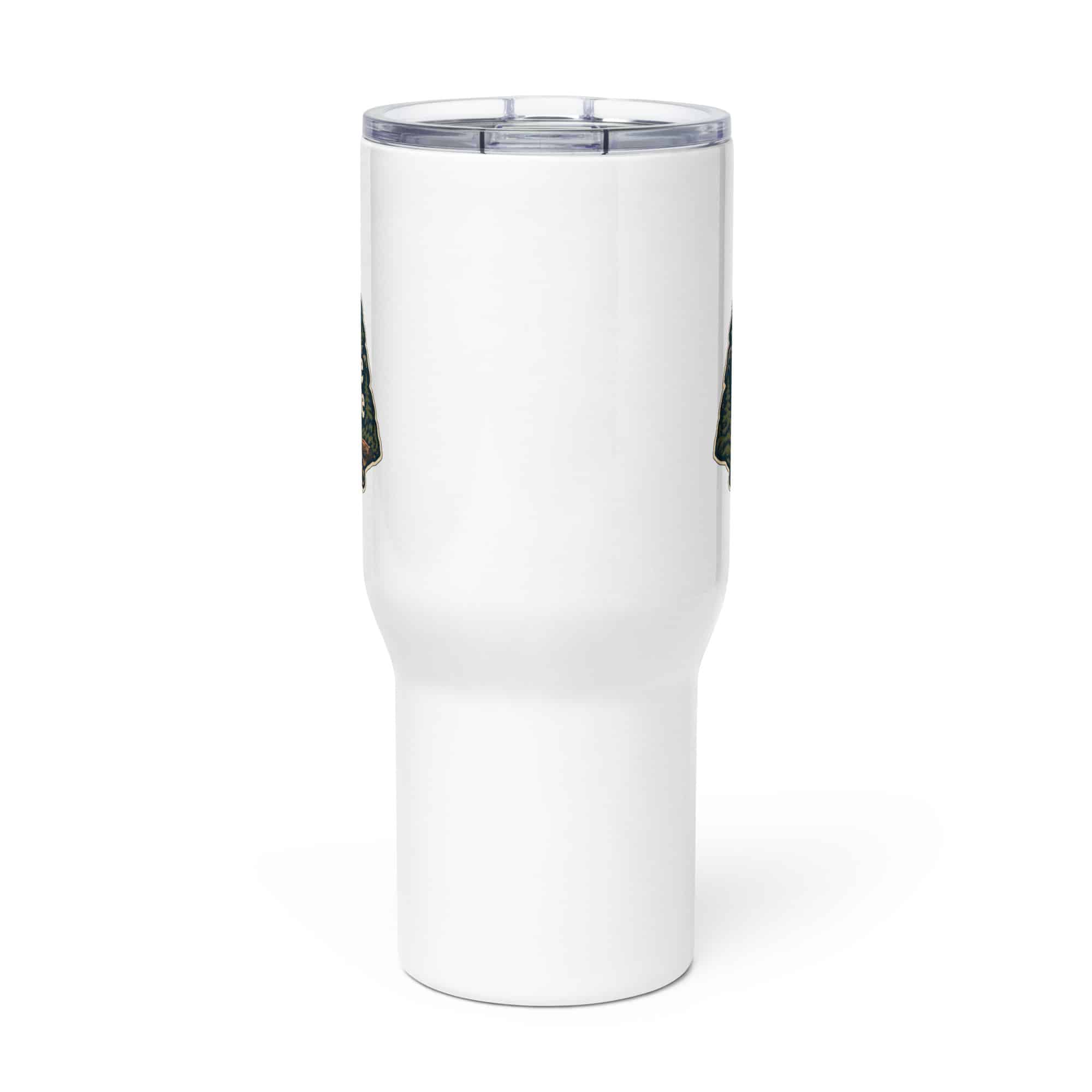 Nature and Adventure Travel Mug: I'll Be Where the Trees Are, Scenic Shield Badge