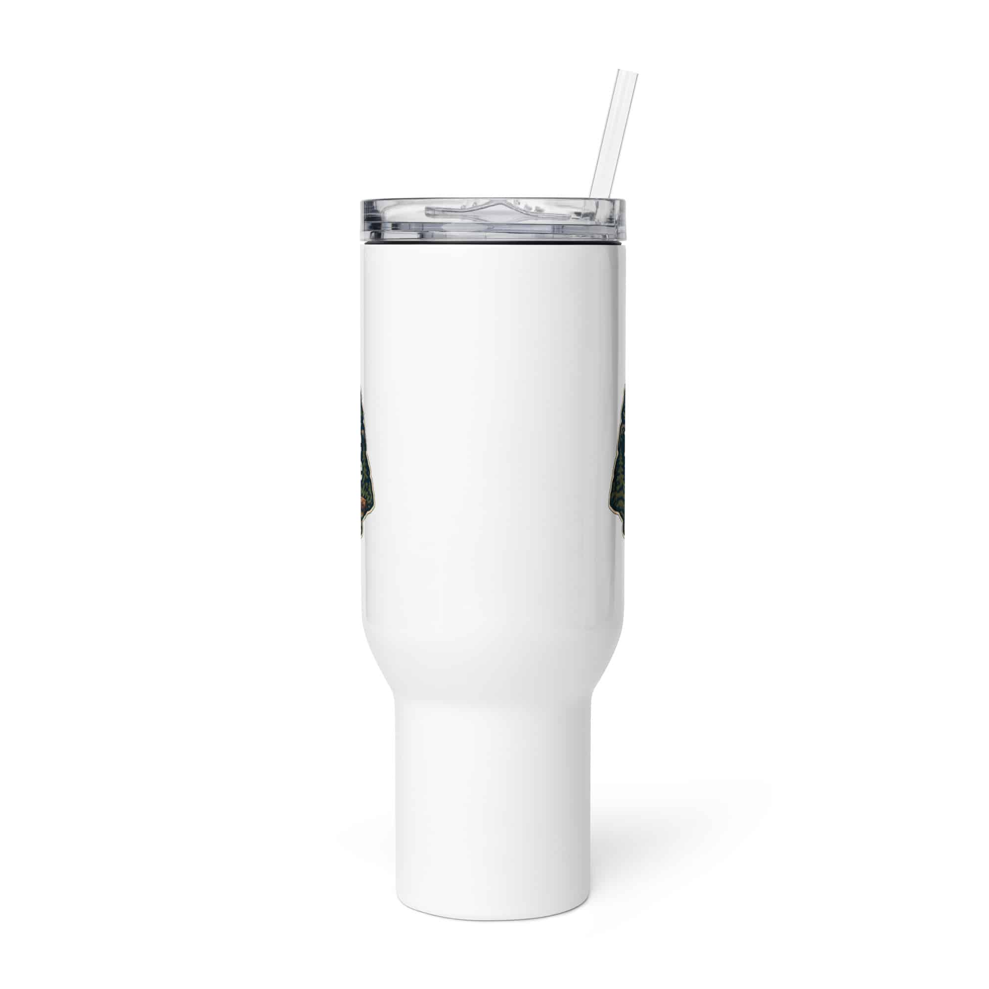Nature and Adventure Travel Mug: I'll Be Where the Trees Are, Scenic Shield Badge