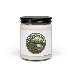 Nature and Adventure Soy Wax Candle: My Plans Have Roots, Vintage Round Badge - 9oz - Main