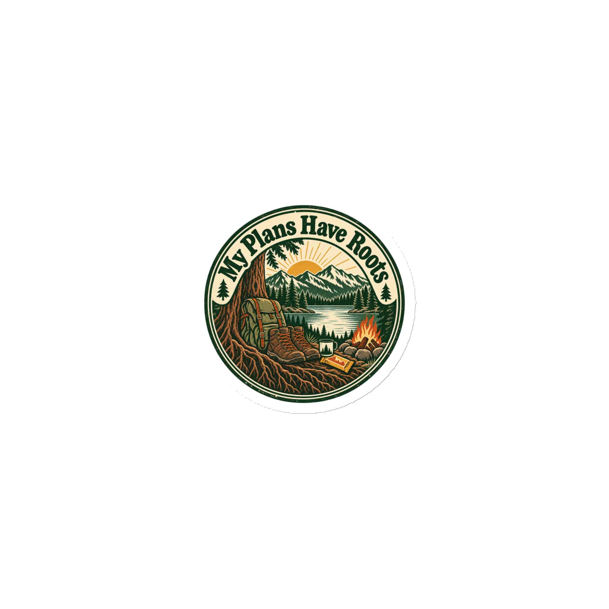 Nature and Adventure Die-Cut Magnet: My Plans Have Roots, Vintage Round Badge