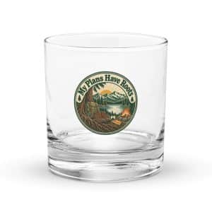 Nature and Adventure Rocks Glass: My Plans Have Roots, Vintage Round Badge - 10.5 oz - Main