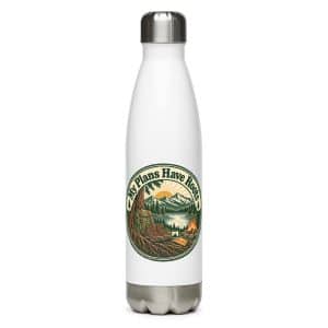 Nature and Adventure Stainless Steel Water Bottle: My Plans Have Roots, Vintage Round Badge - 17 oz - Main