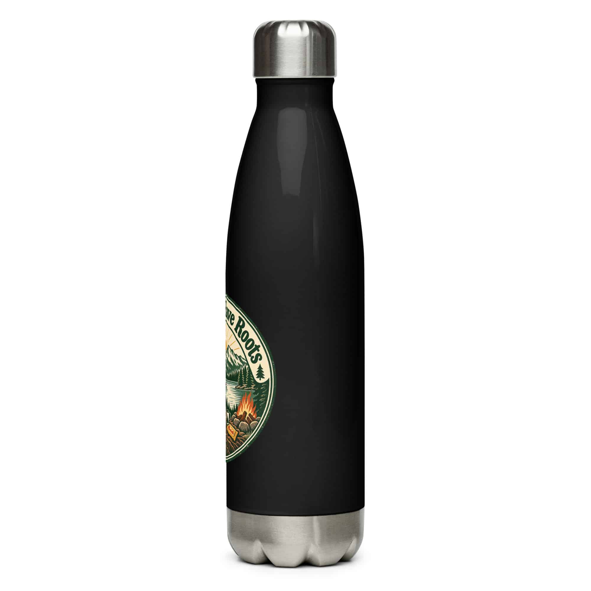 Nature and Adventure Stainless Steel Water Bottle: My Plans Have Roots, Vintage Round Badge