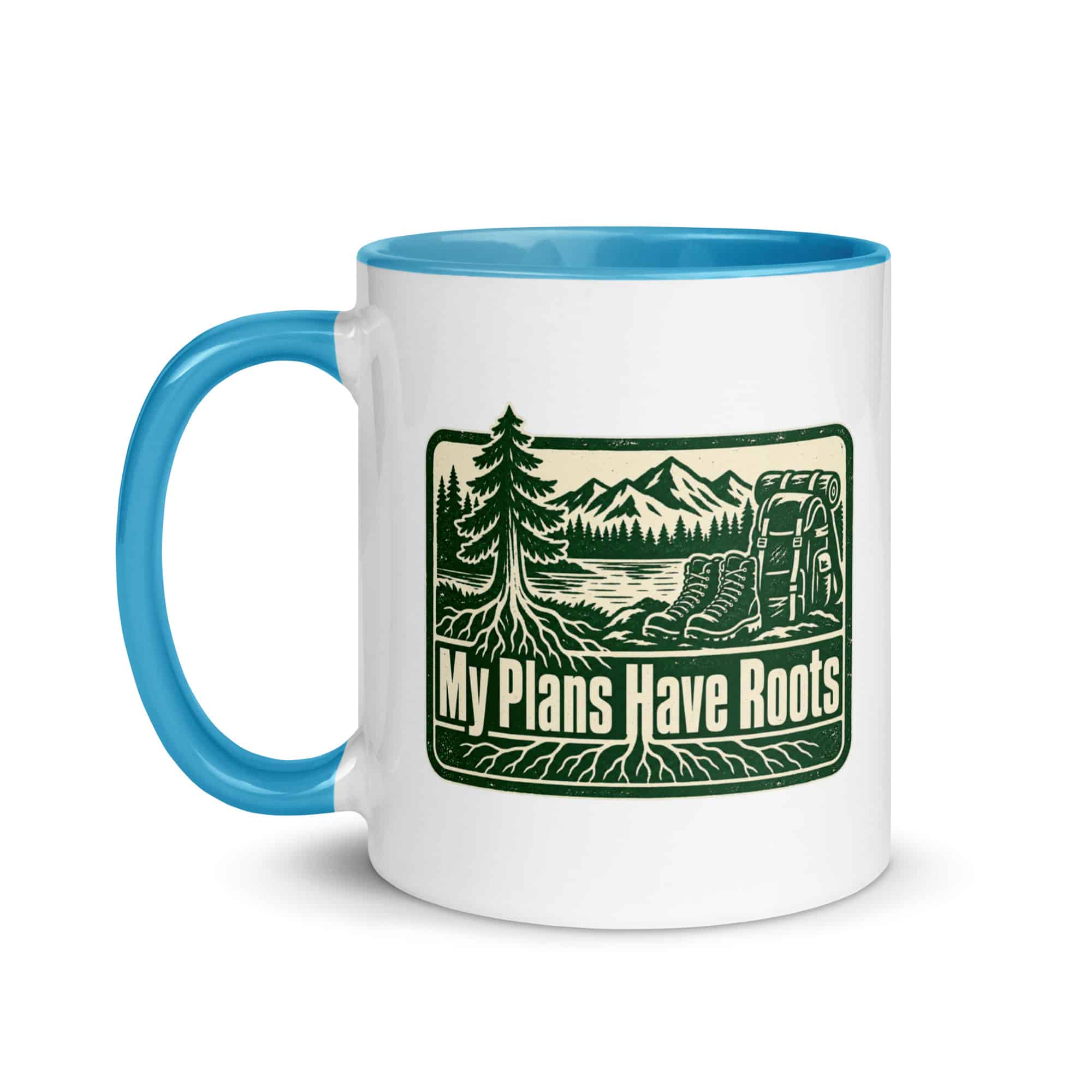 Nature and Adventure Color Inside Coffee Mug: My Plans Have Roots, Forest Ink Stamp
