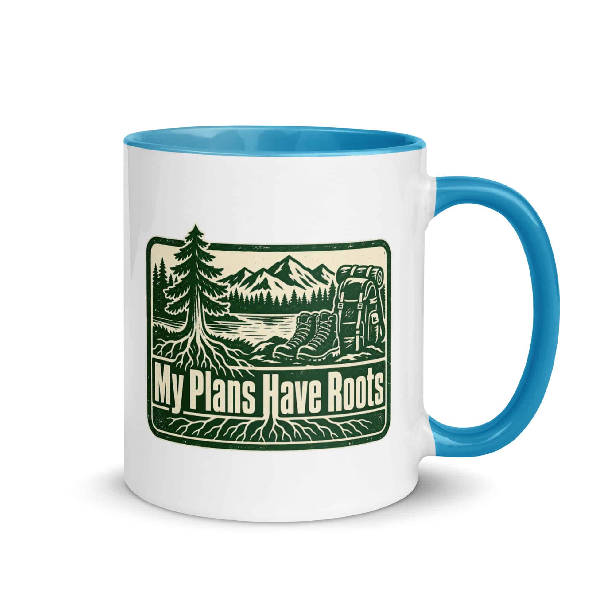 Nature and Adventure Color Inside Coffee Mug: My Plans Have Roots, Forest Ink Stamp