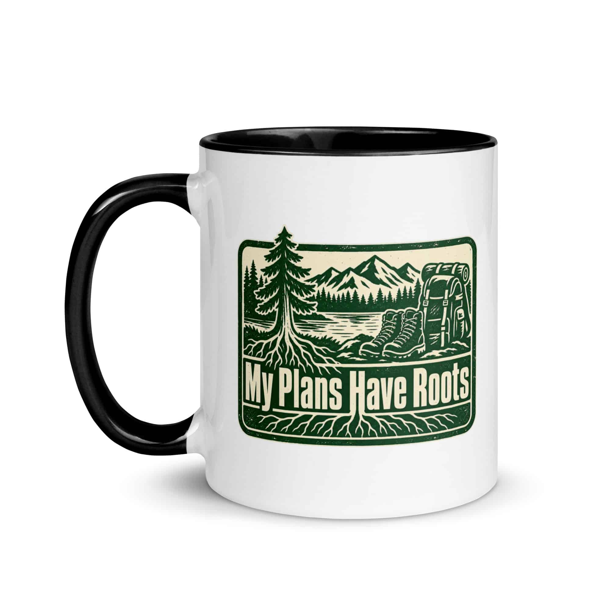 Nature and Adventure Color Inside Coffee Mug: My Plans Have Roots, Forest Ink Stamp