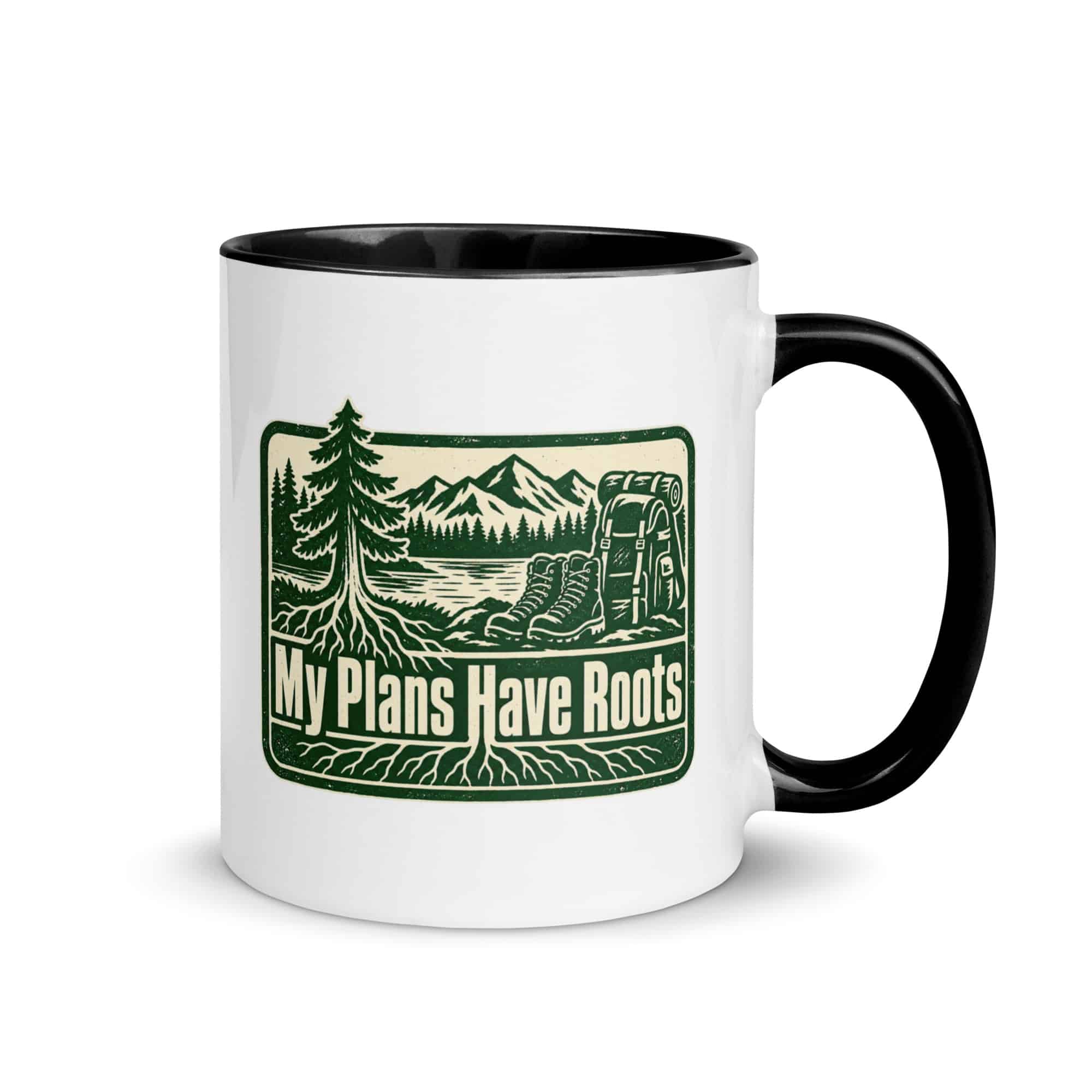 Nature and Adventure Color Inside Coffee Mug: My Plans Have Roots, Forest Ink Stamp