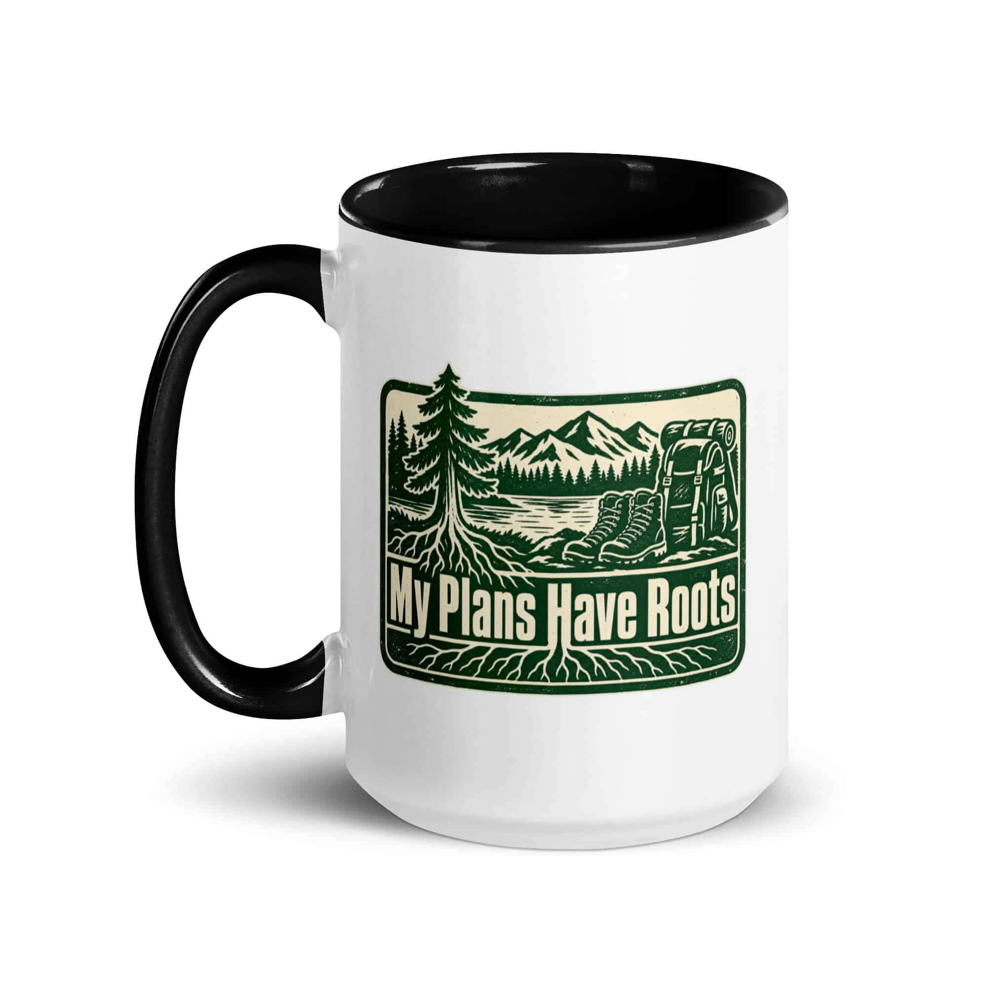 Nature and Adventure Color Inside Coffee Mug: My Plans Have Roots, Forest Ink Stamp