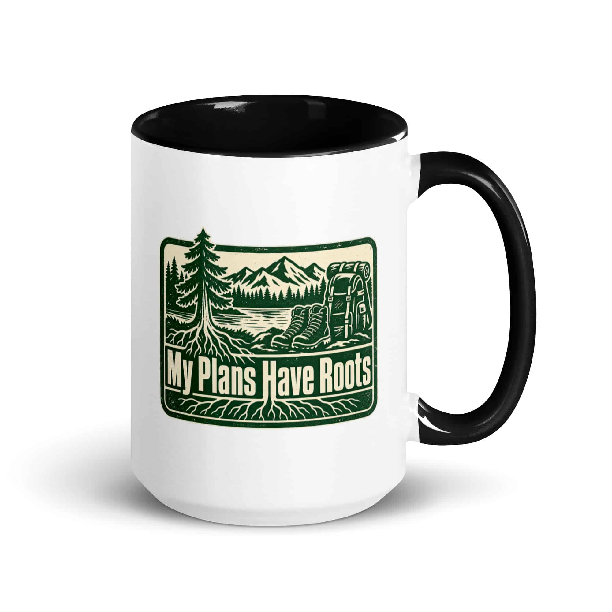 Nature and Adventure Color Inside Coffee Mug: My Plans Have Roots, Forest Ink Stamp