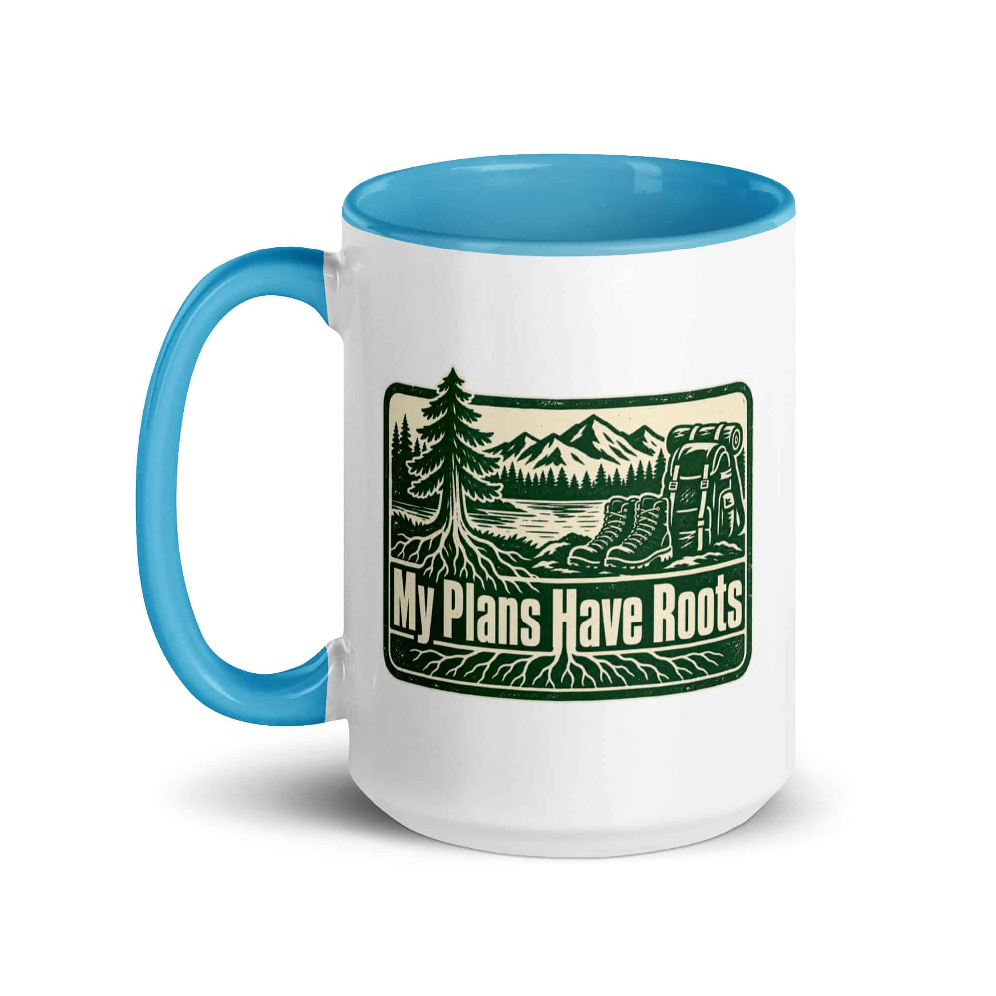 Nature and Adventure Color Inside Coffee Mug: My Plans Have Roots, Forest Ink Stamp