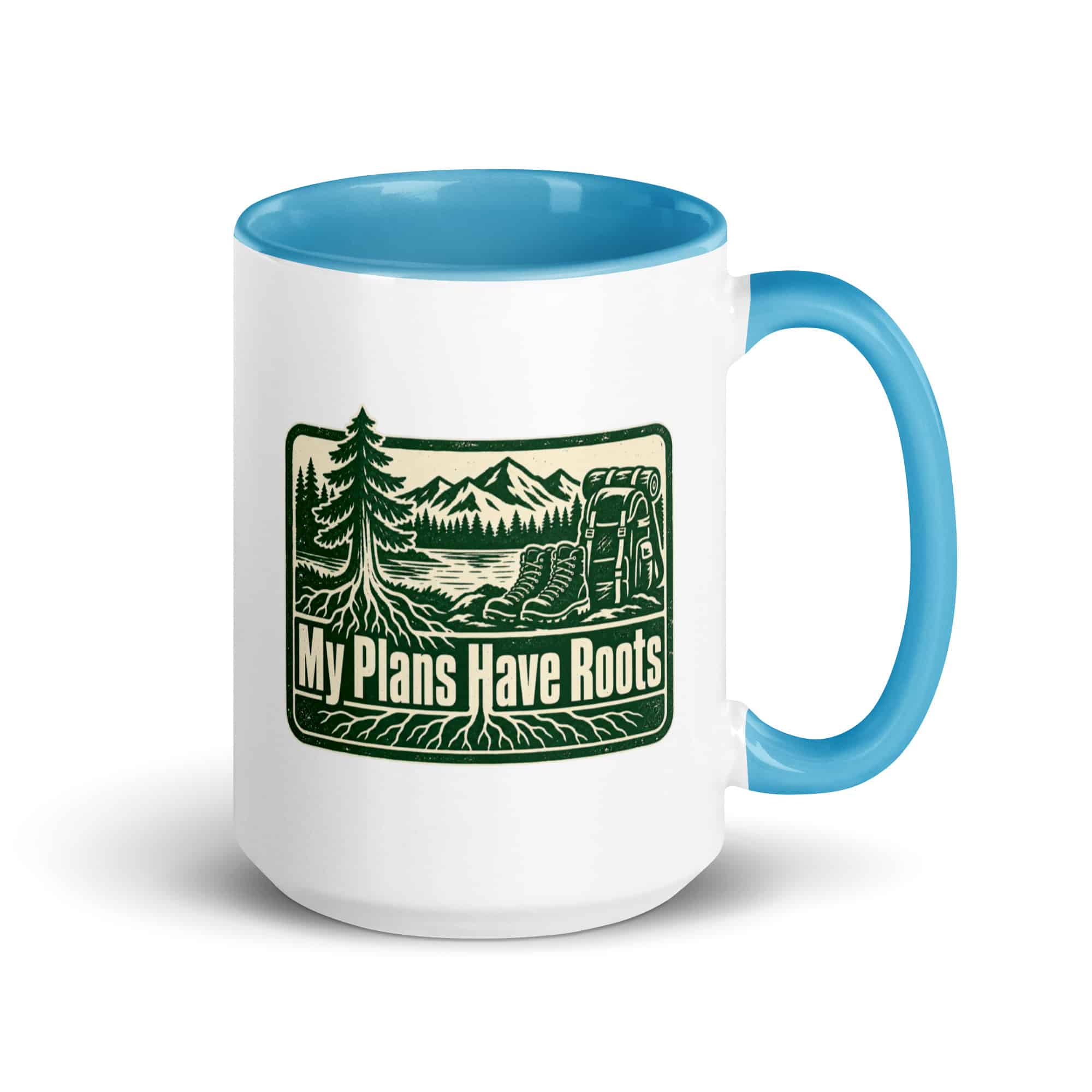 Nature and Adventure Color Inside Coffee Mug: My Plans Have Roots, Forest Ink Stamp