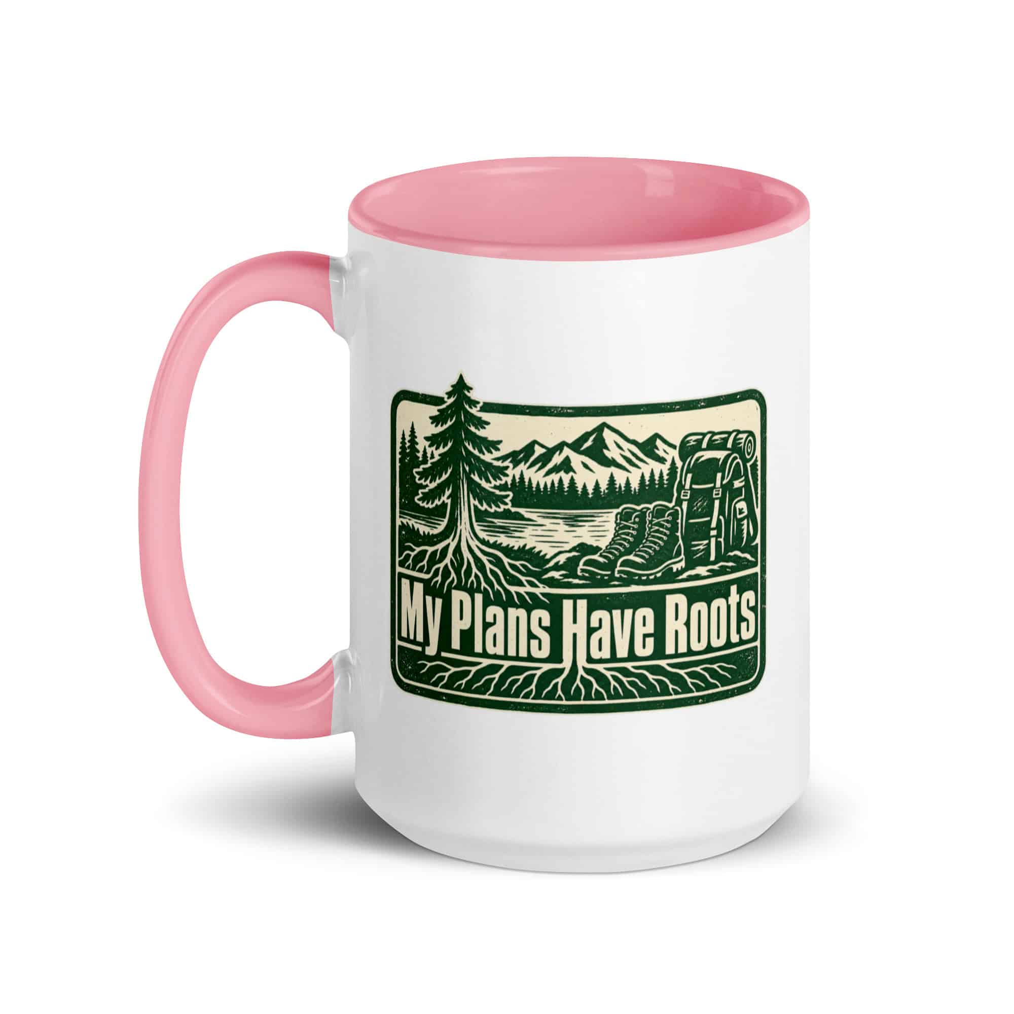 Nature and Adventure Color Inside Coffee Mug: My Plans Have Roots, Forest Ink Stamp