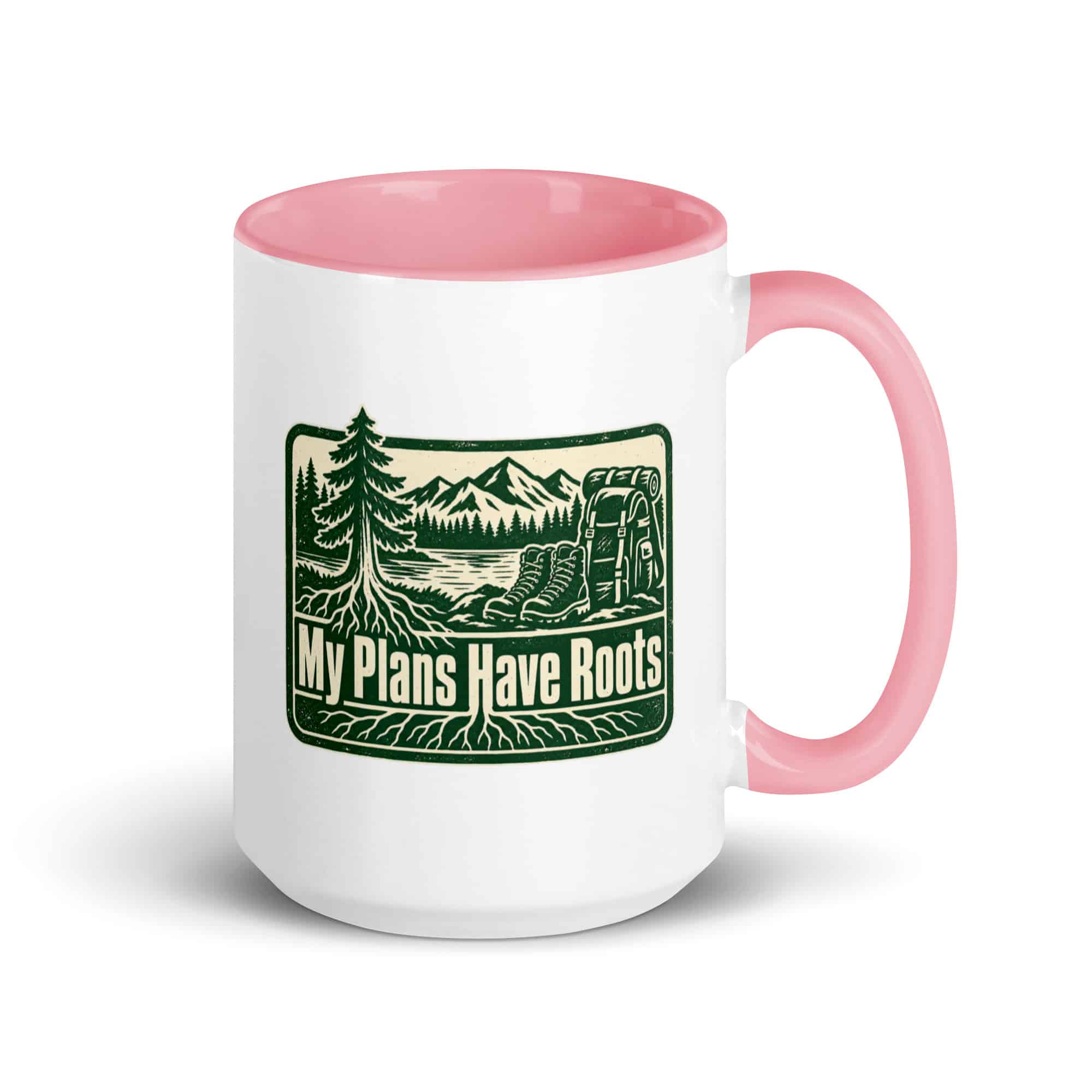 Nature and Adventure Color Inside Coffee Mug: My Plans Have Roots, Forest Ink Stamp