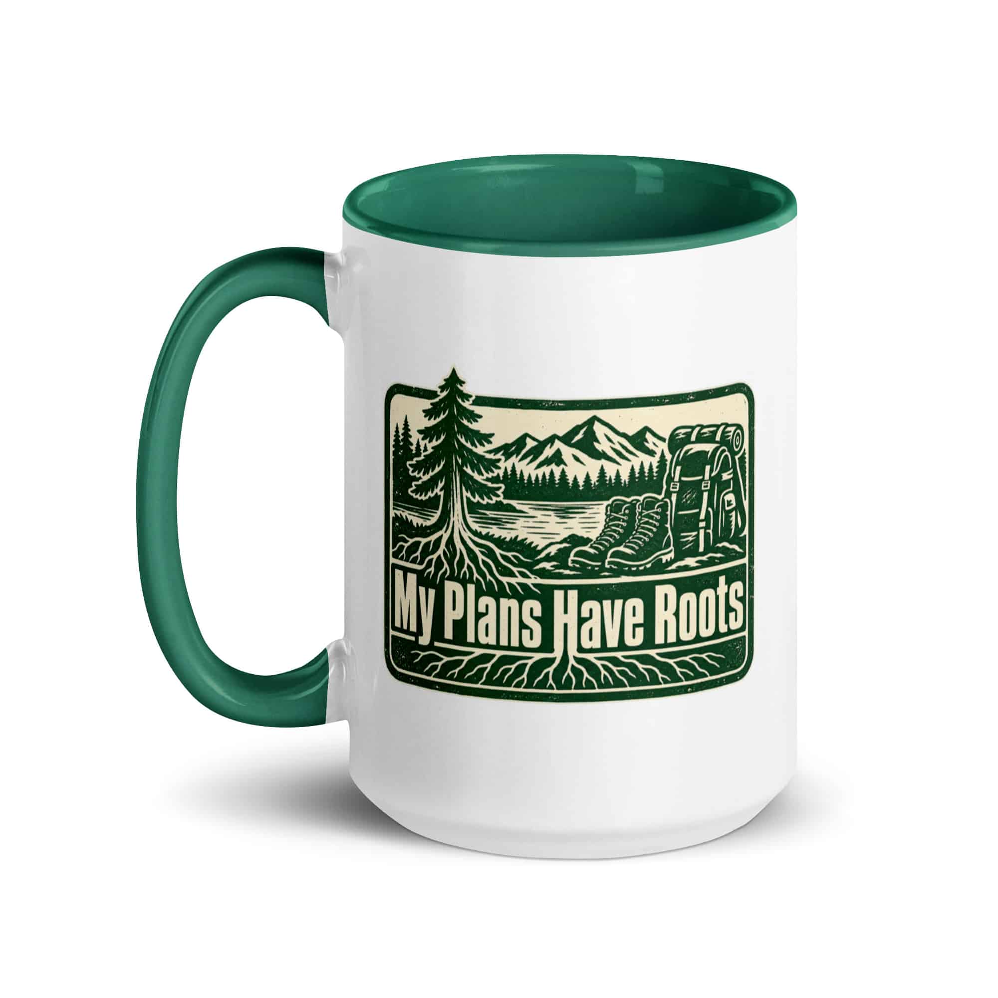 Nature and Adventure Color Inside Coffee Mug: My Plans Have Roots, Forest Ink Stamp