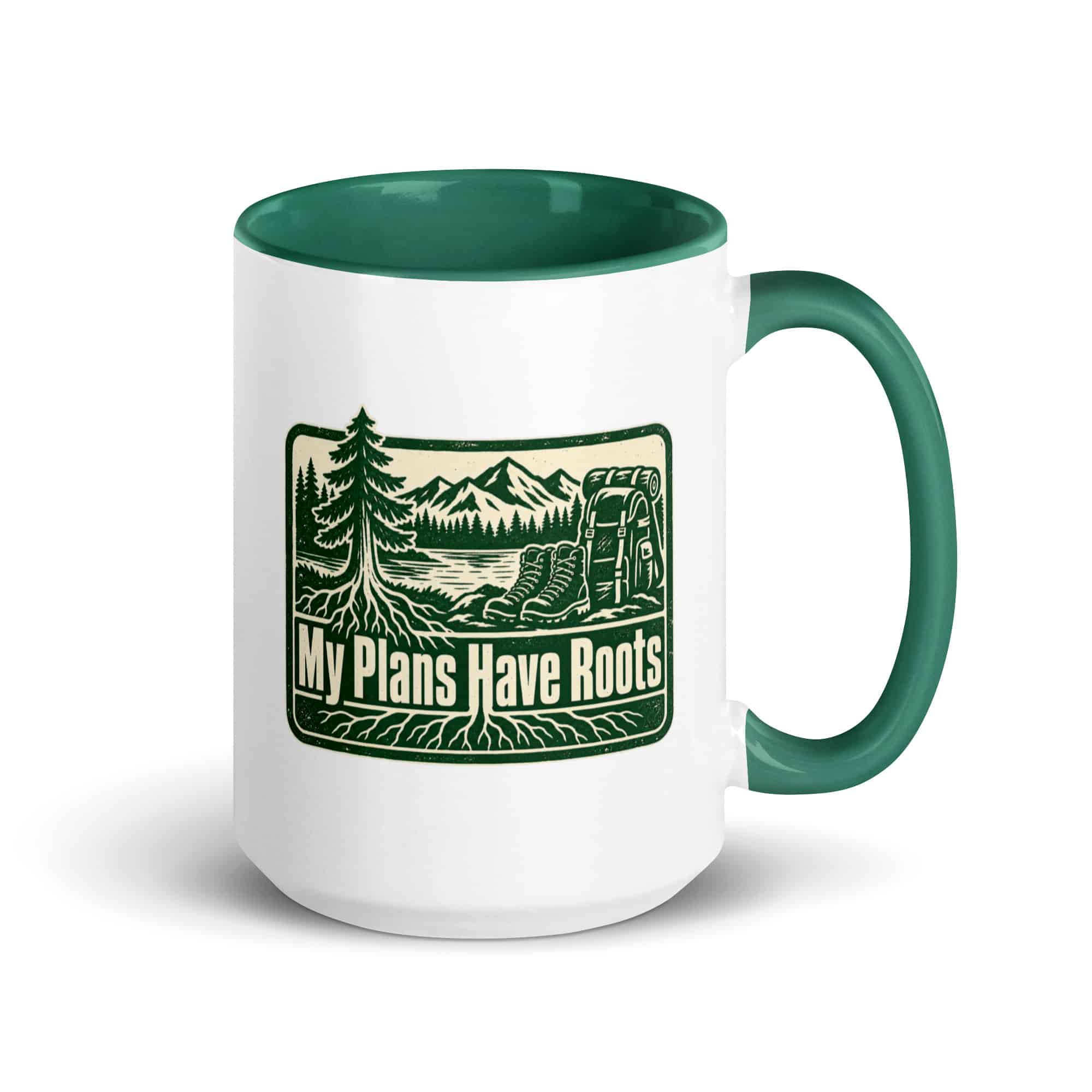 Nature and Adventure Color Inside Coffee Mug: My Plans Have Roots, Forest Ink Stamp