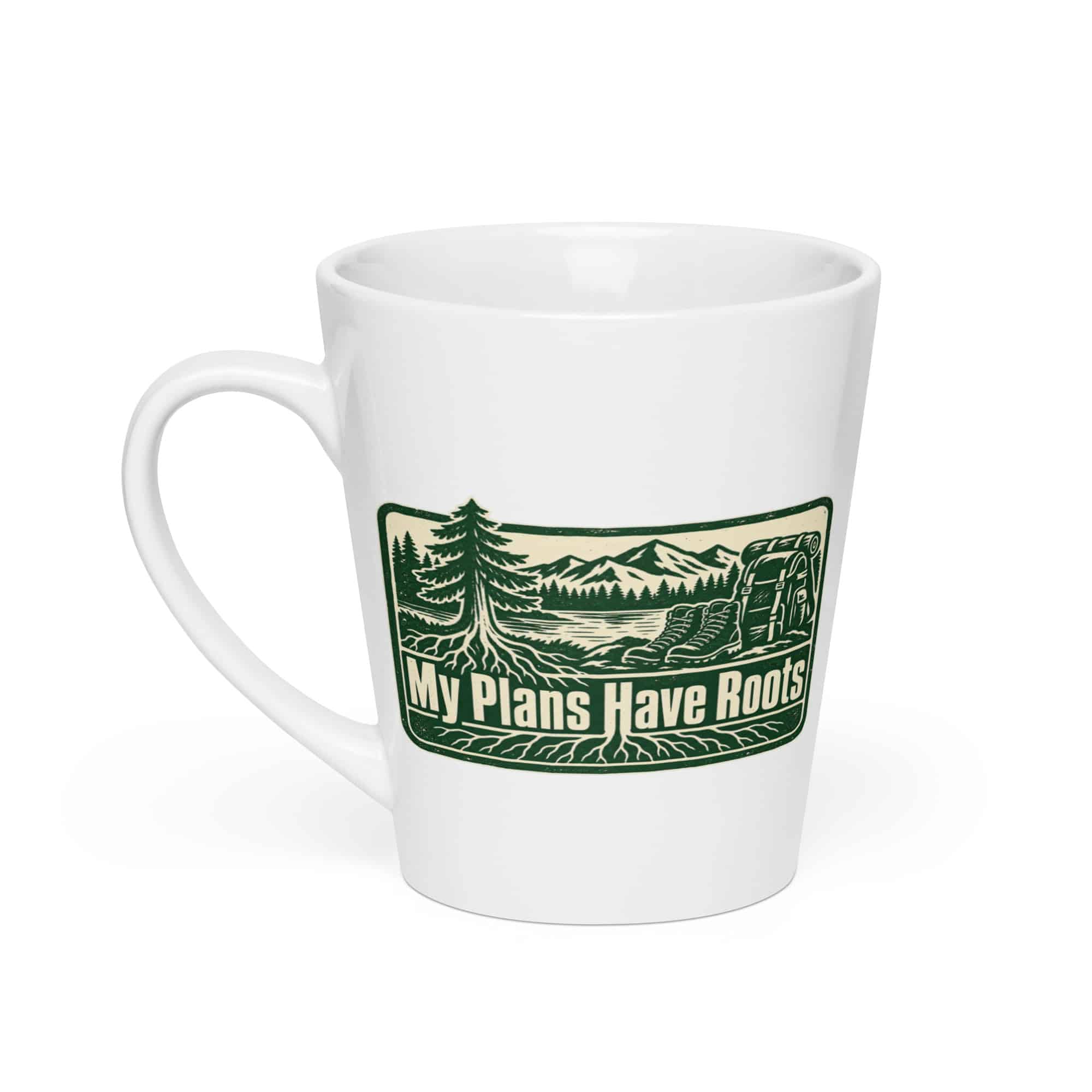Nature and Adventure Latte Mug: My Plans Have Roots, Forest Ink Stamp