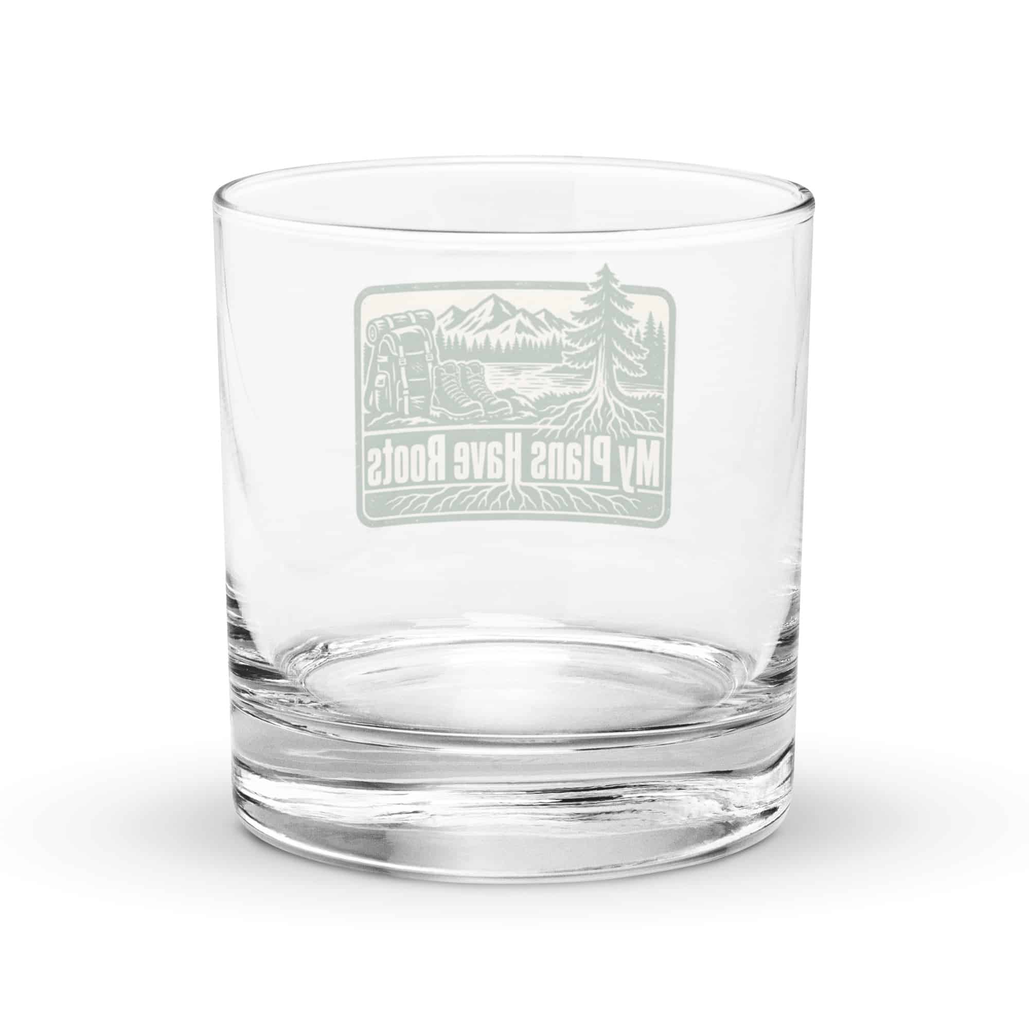 Nature and Adventure Rocks Glass: My Plans Have Roots, Forest Ink Stamp