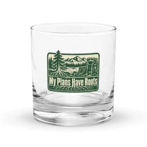 Nature and Adventure Rocks Glass: My Plans Have Roots, Forest Ink Stamp - 10.5 oz - Main