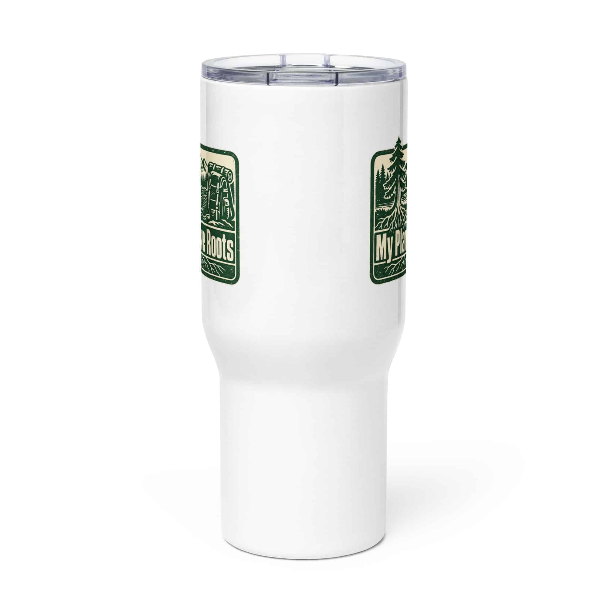 Nature and Adventure Travel Mug: My Plans Have Roots, Forest Ink Stamp