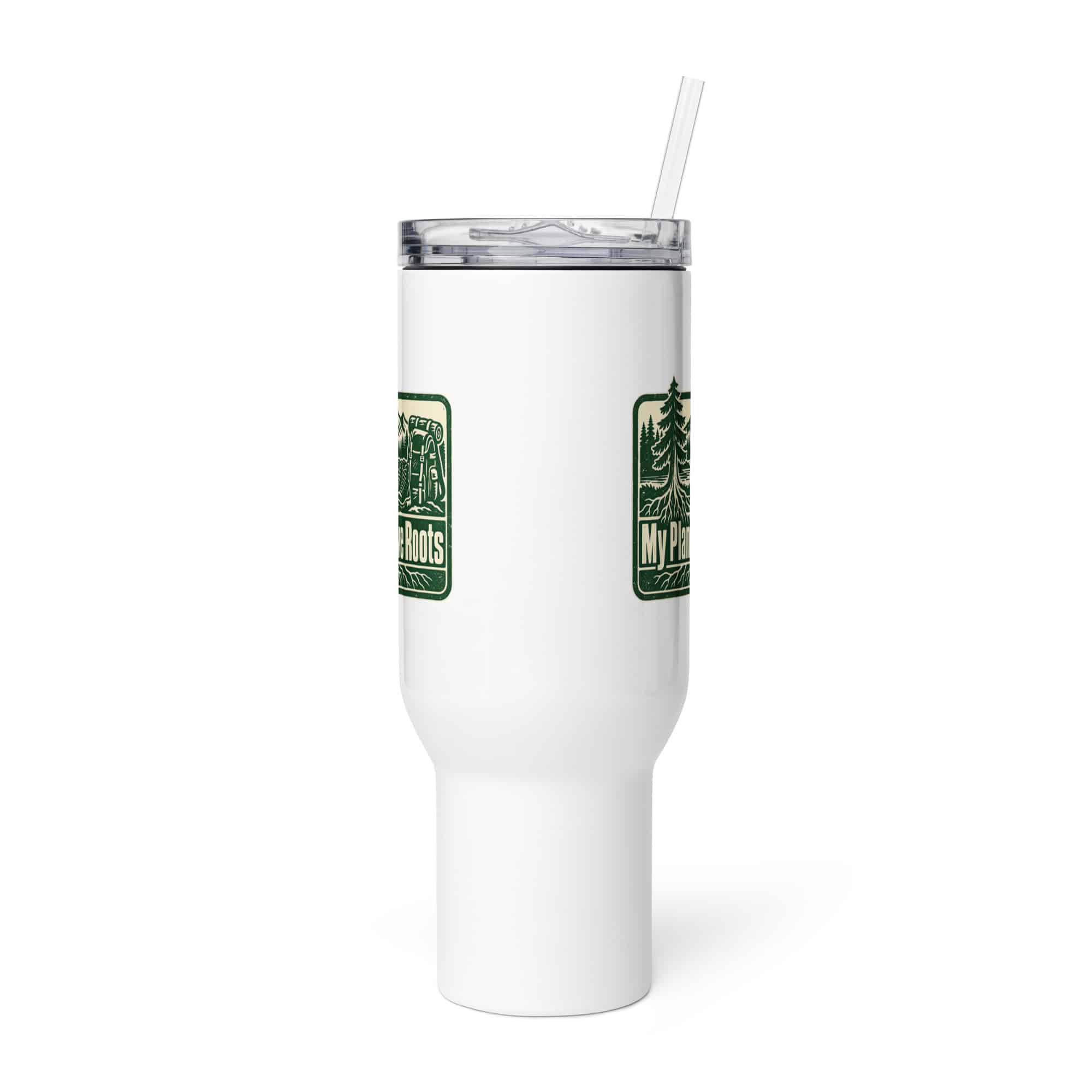 Nature and Adventure Travel Mug: My Plans Have Roots, Forest Ink Stamp