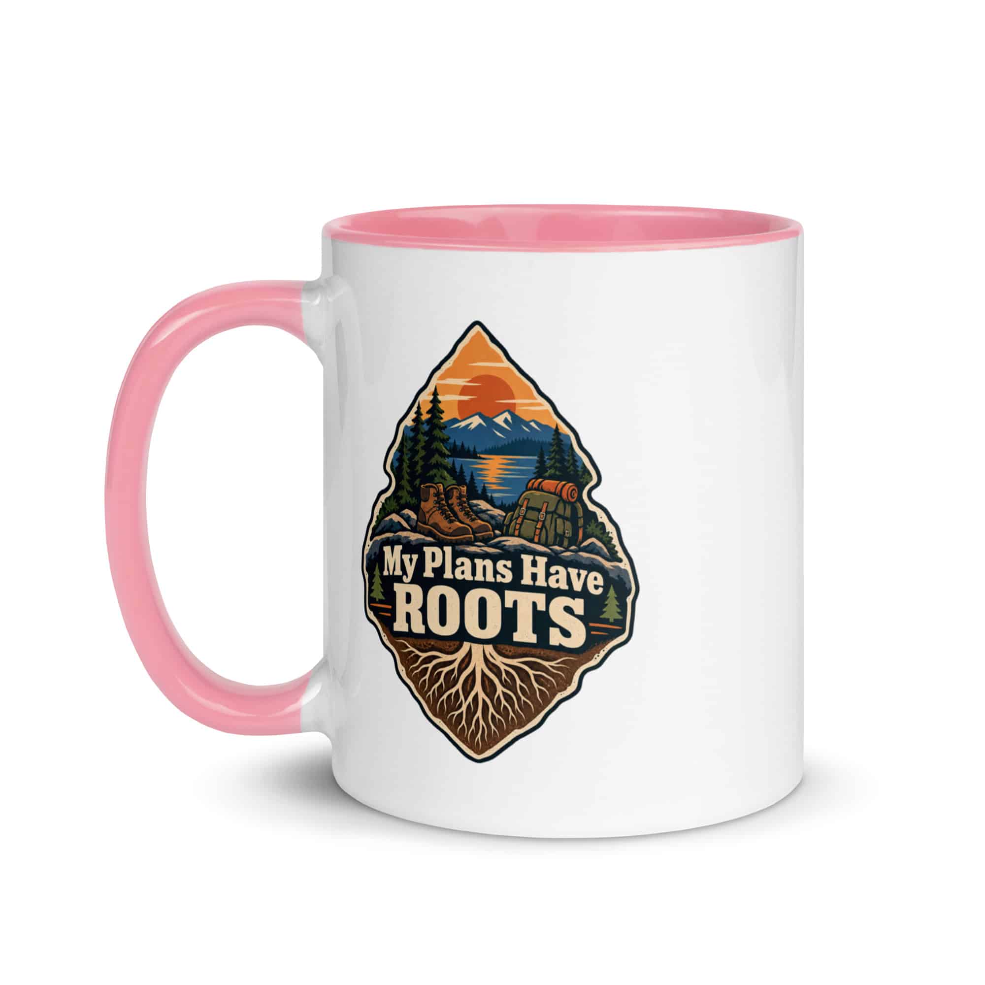 Nature and Adventure Color Inside Coffee Mug: My Plans Have Roots, Scenic Shield Badge