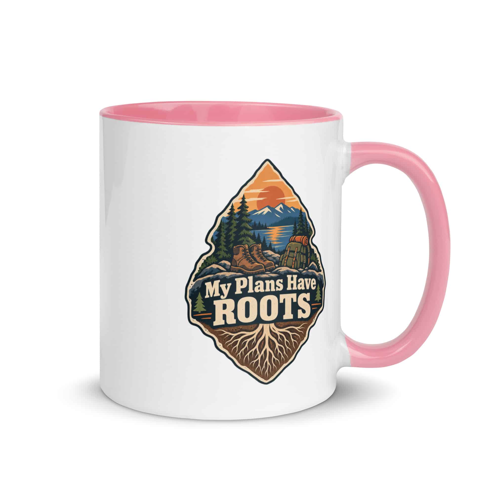 Nature and Adventure Color Inside Coffee Mug: My Plans Have Roots, Scenic Shield Badge
