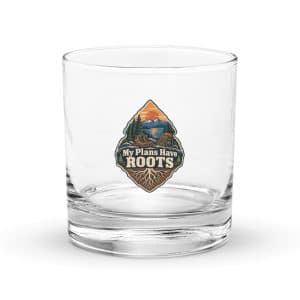 Nature and Adventure Rocks Glass: My Plans Have Roots, Scenic Shield Badge - 10.5 oz - Main