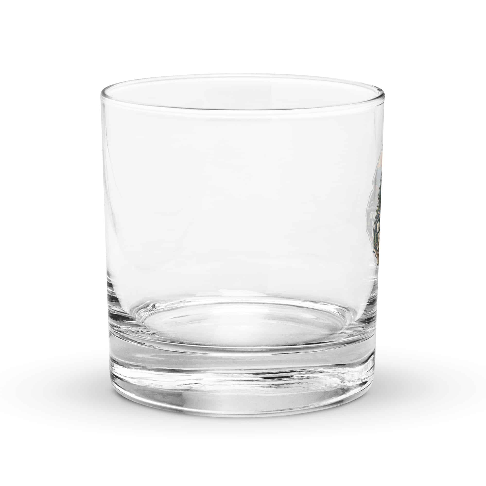 Nature and Adventure Rocks Glass: My Plans Have Roots, Scenic Shield Badge