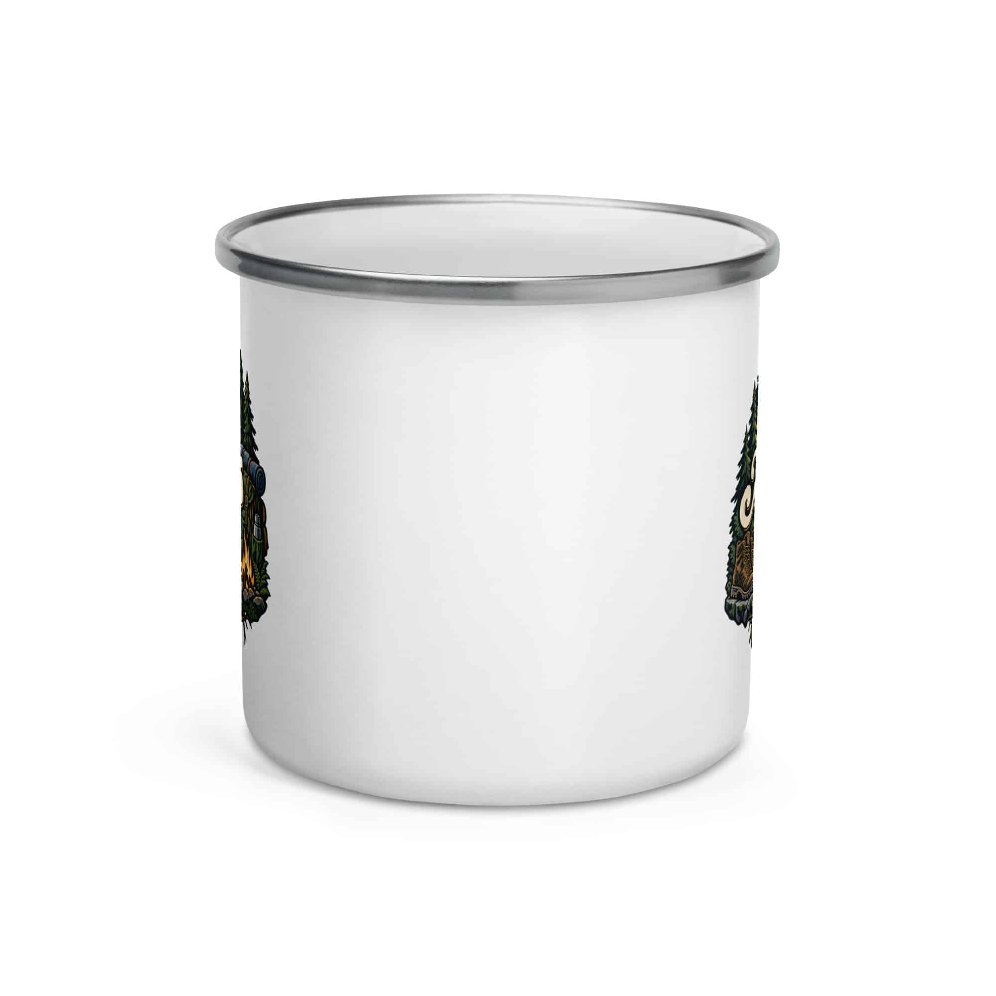 Nature and Adventure Enamel Camp Mug: My Plans Have Roots, Woodland Scenic Lettering