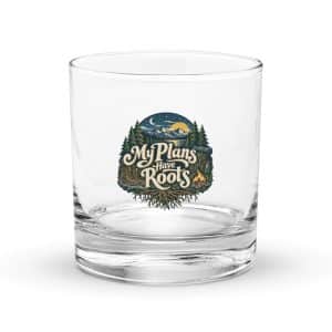 Nature and Adventure Rocks Glass: My Plans Have Roots, Woodland Scenic Lettering - 10.5 oz - Main