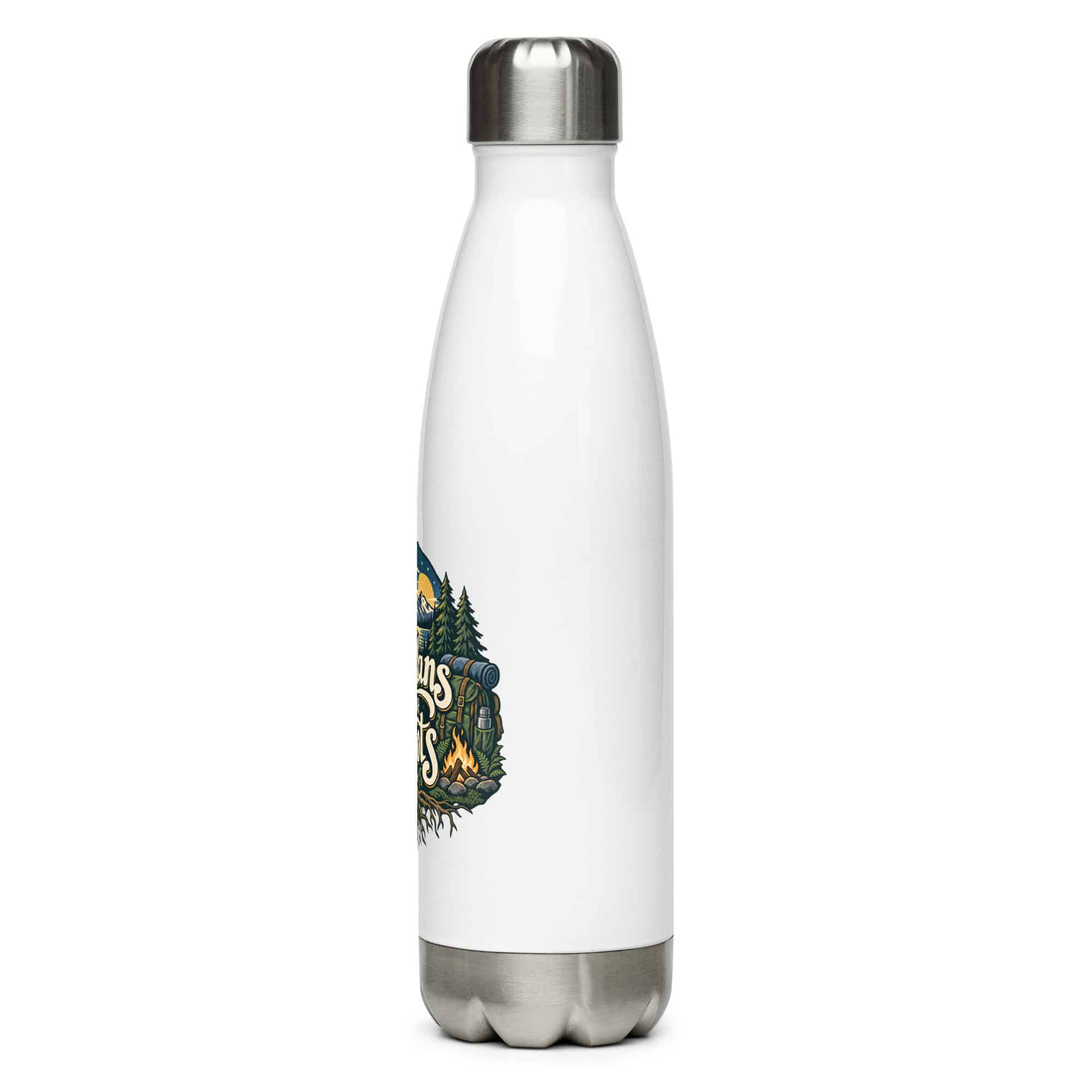 Nature and Adventure Stainless Steel Water Bottle: My Plans Have Roots, Woodland Scenic Lettering