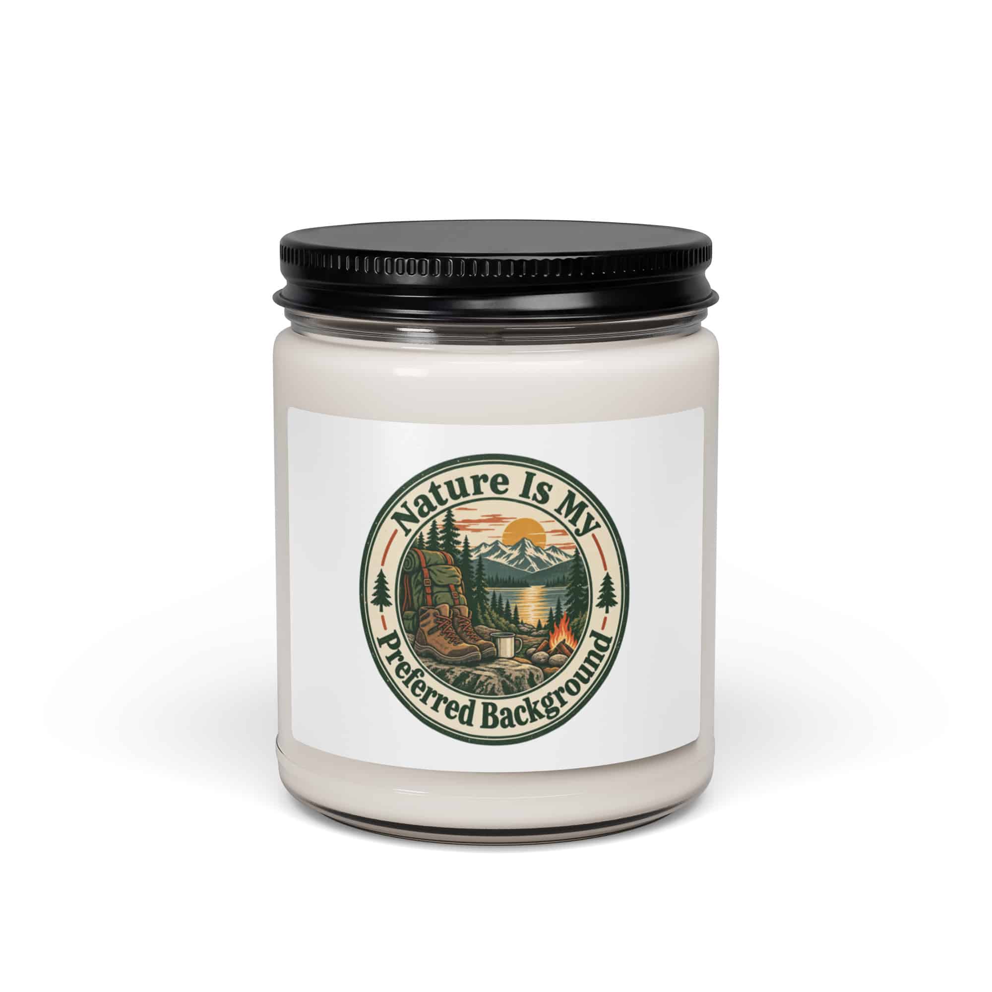 Nature and Adventure Soy Wax Candle: Nature Is My Preferred Background, Vintage Round Badge