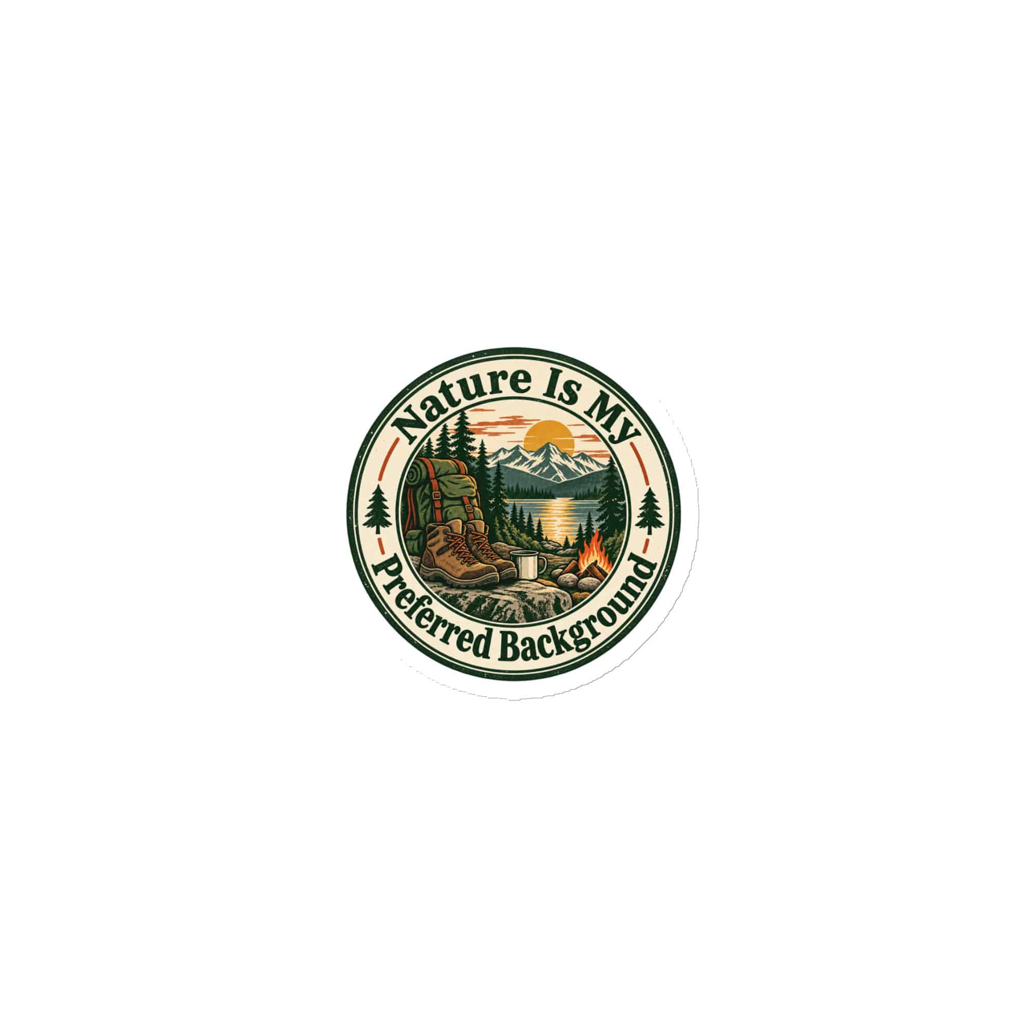 Nature and Adventure Die-Cut Magnet: Nature Is My Preferred Background, Vintage Round Badge