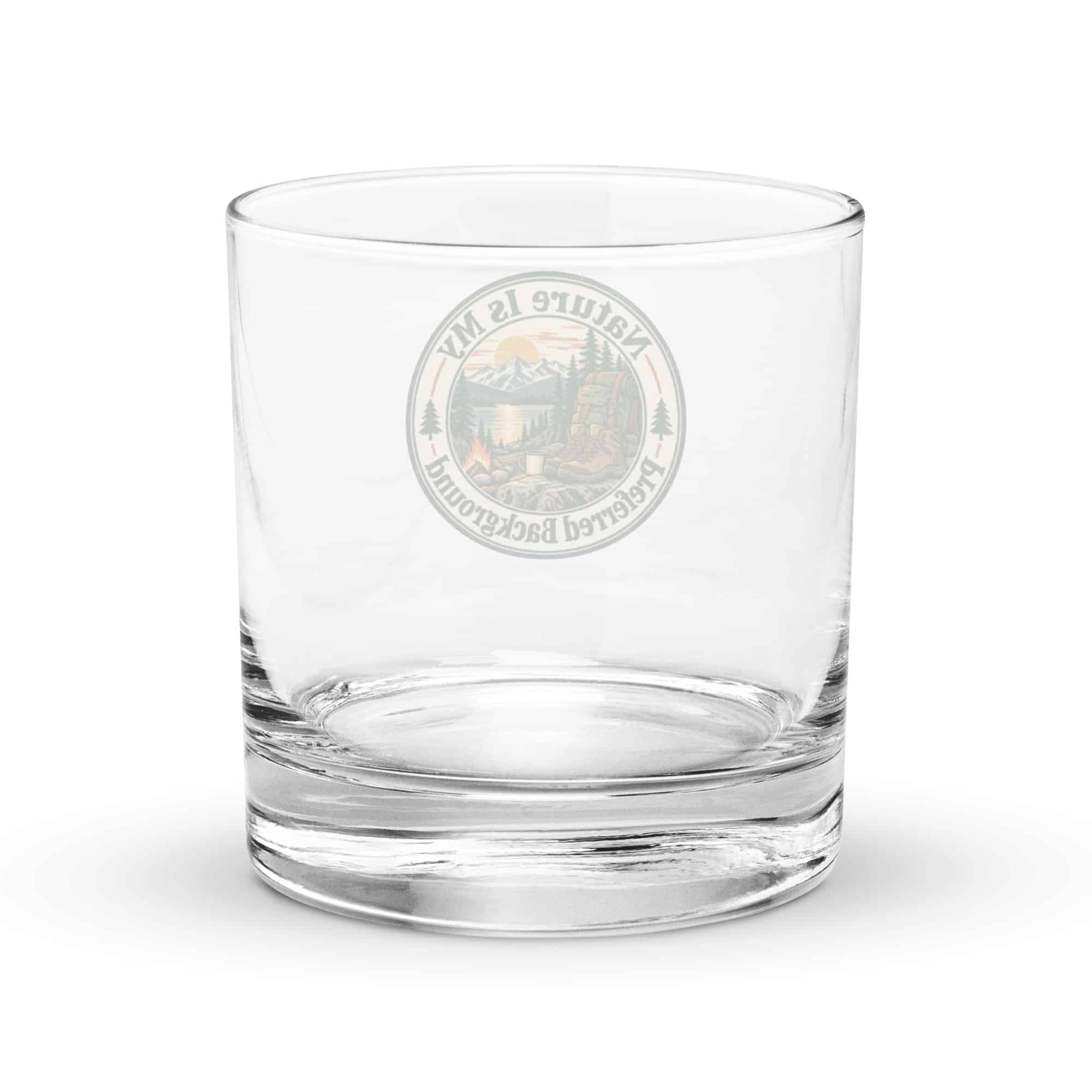 Nature and Adventure Rocks Glass: Nature Is My Preferred Background, Vintage Round Badge