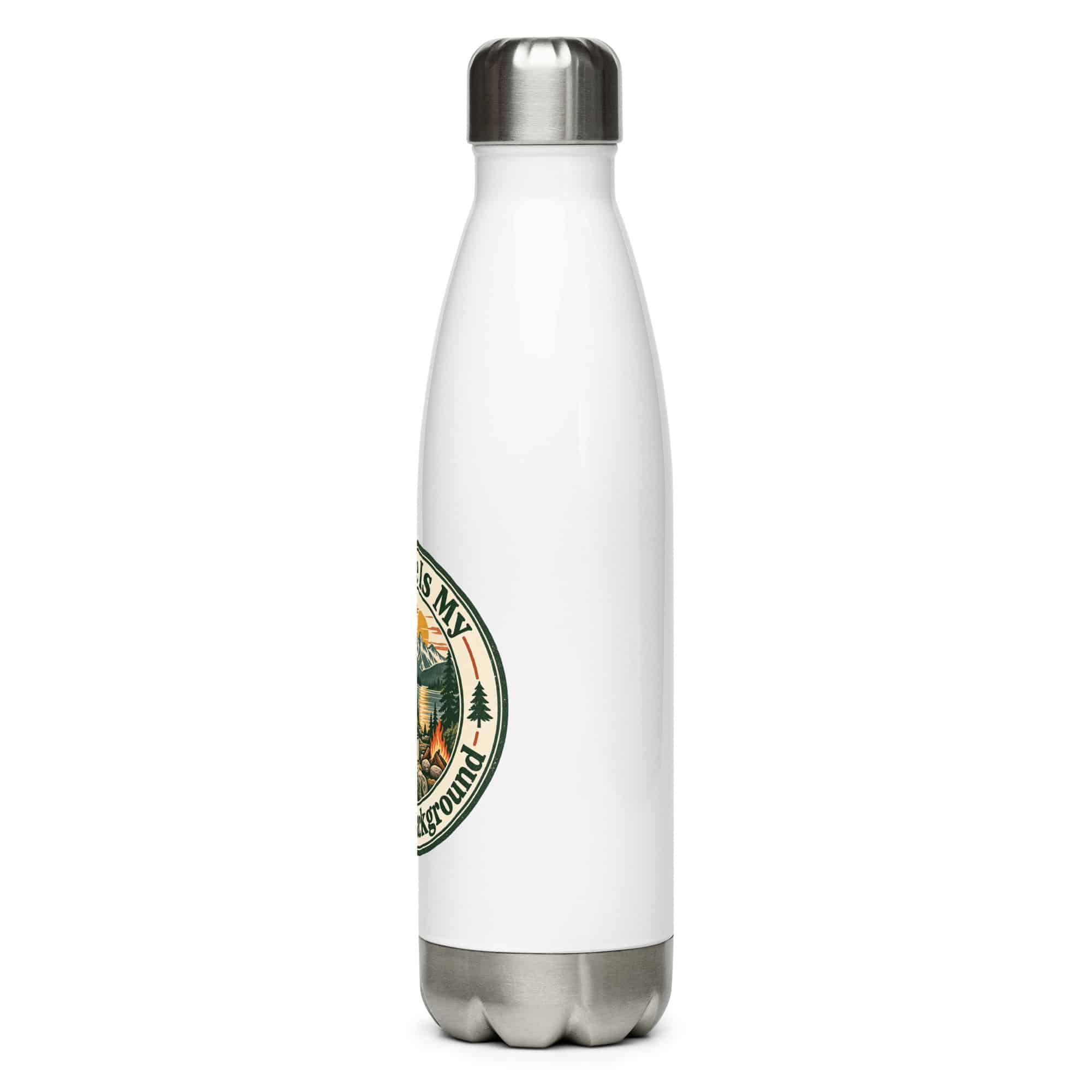 Nature and Adventure Stainless Steel Water Bottle: Nature Is My Preferred Background, Vintage Round Badge