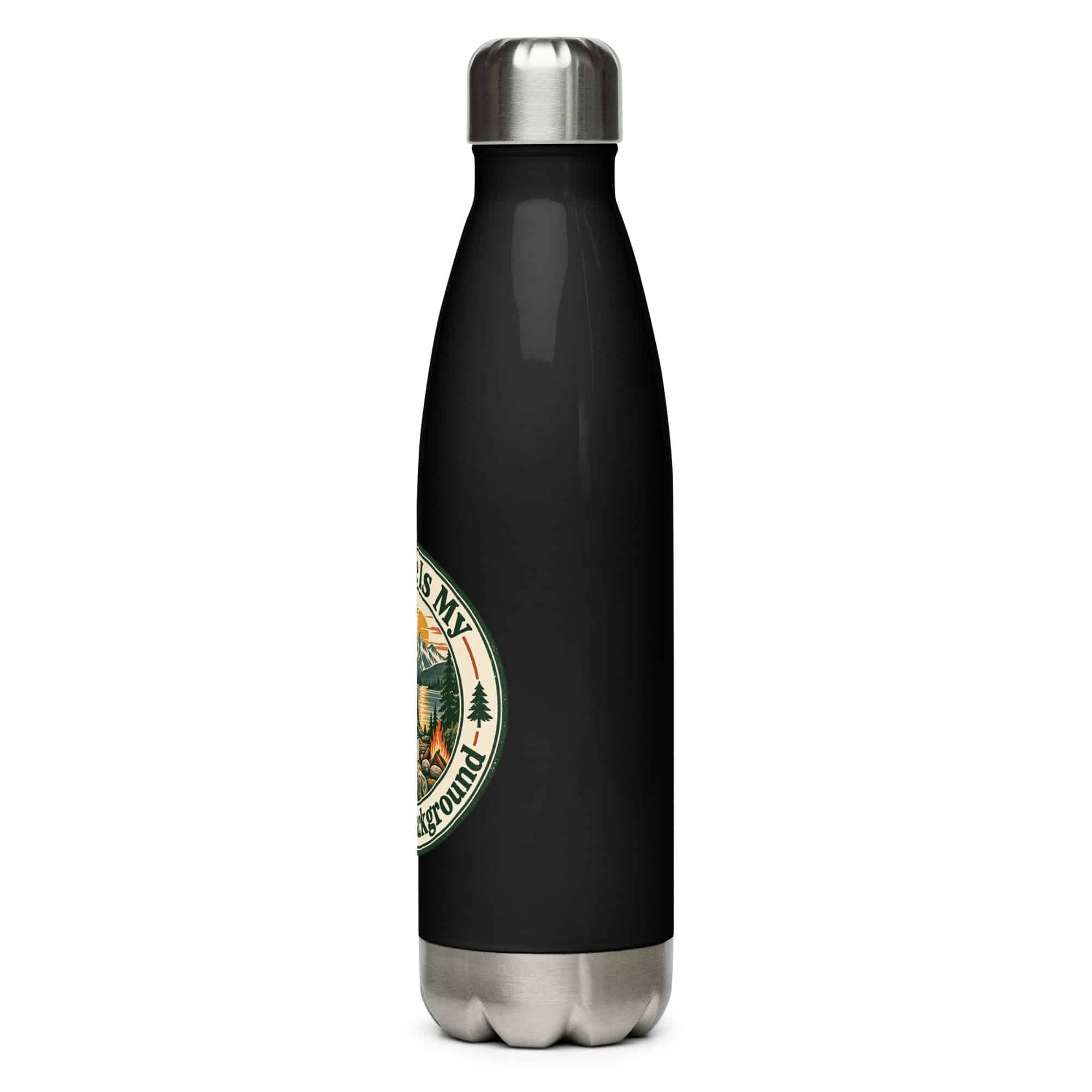 Nature and Adventure Stainless Steel Water Bottle: Nature Is My Preferred Background, Vintage Round Badge