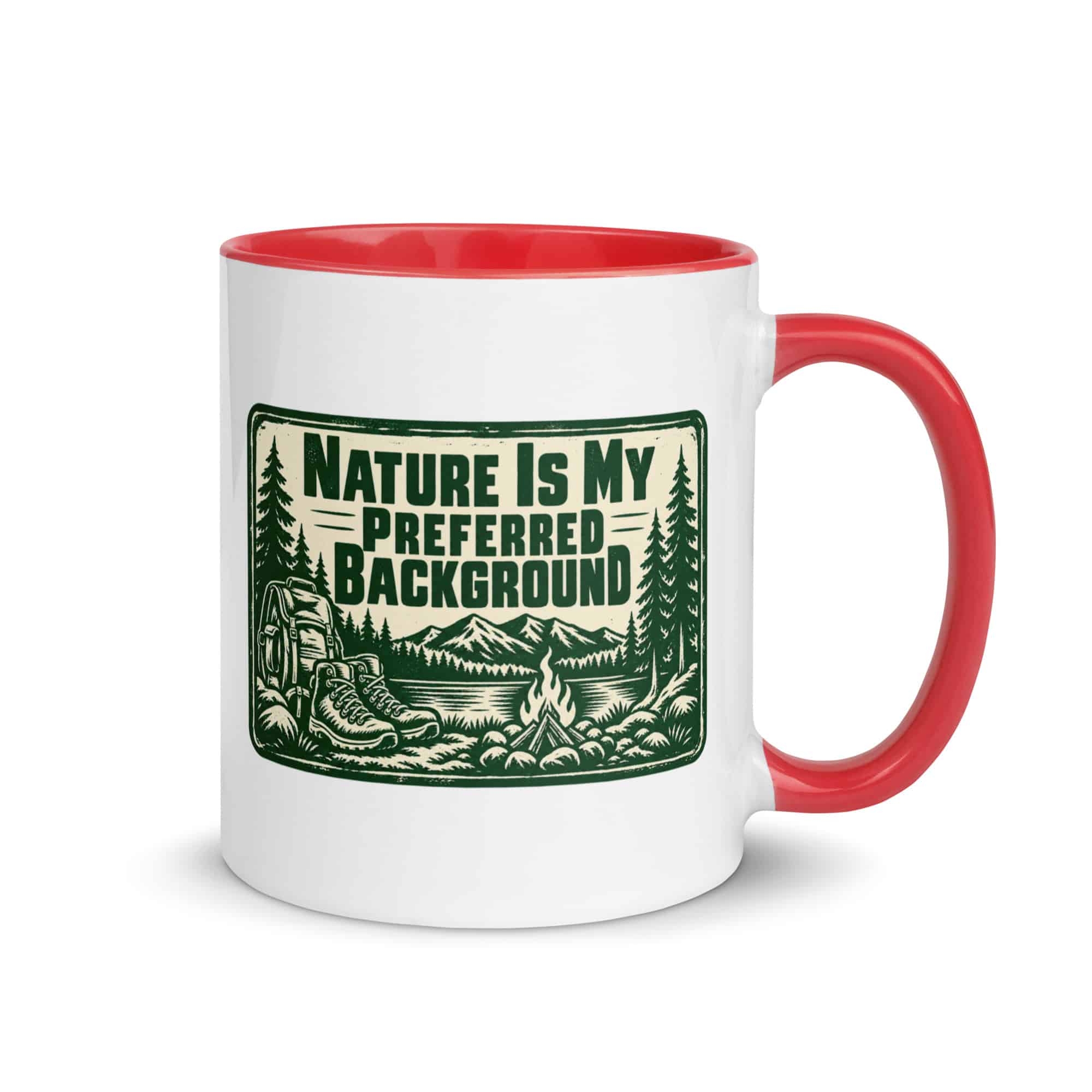 Nature and Adventure Color Inside Coffee Mug: Nature Is My Preferred Background, Forest Ink Stamp