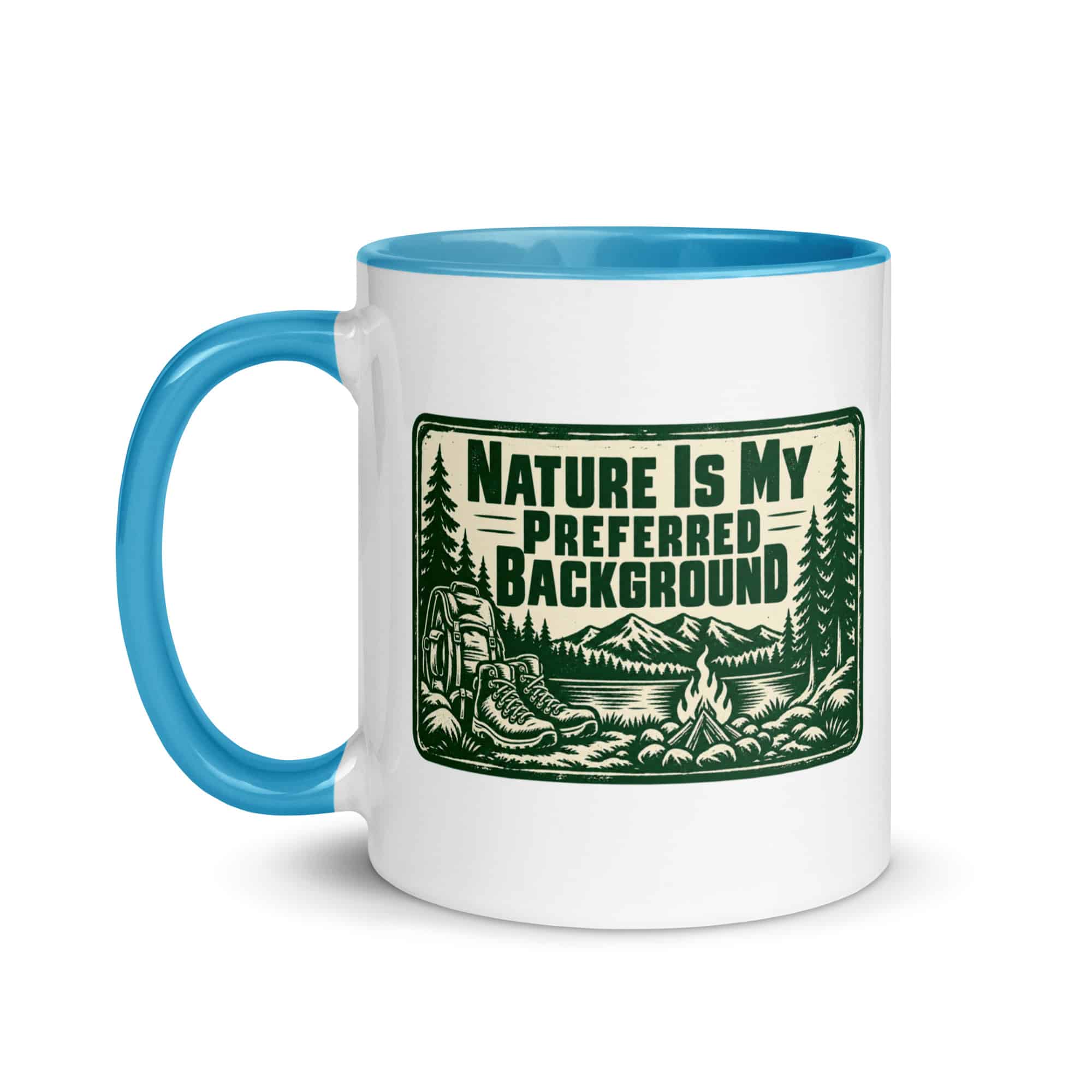Nature and Adventure Color Inside Coffee Mug: Nature Is My Preferred Background, Forest Ink Stamp