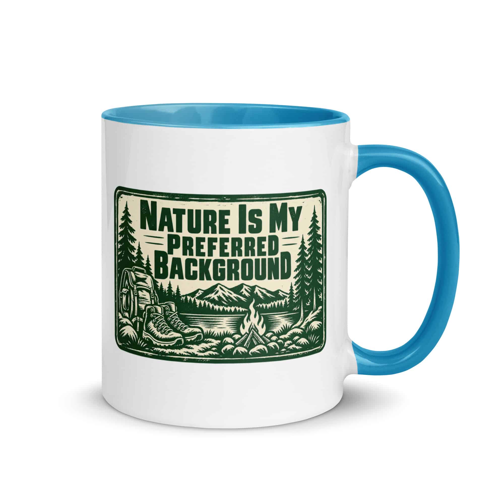 Nature and Adventure Color Inside Coffee Mug: Nature Is My Preferred Background, Forest Ink Stamp